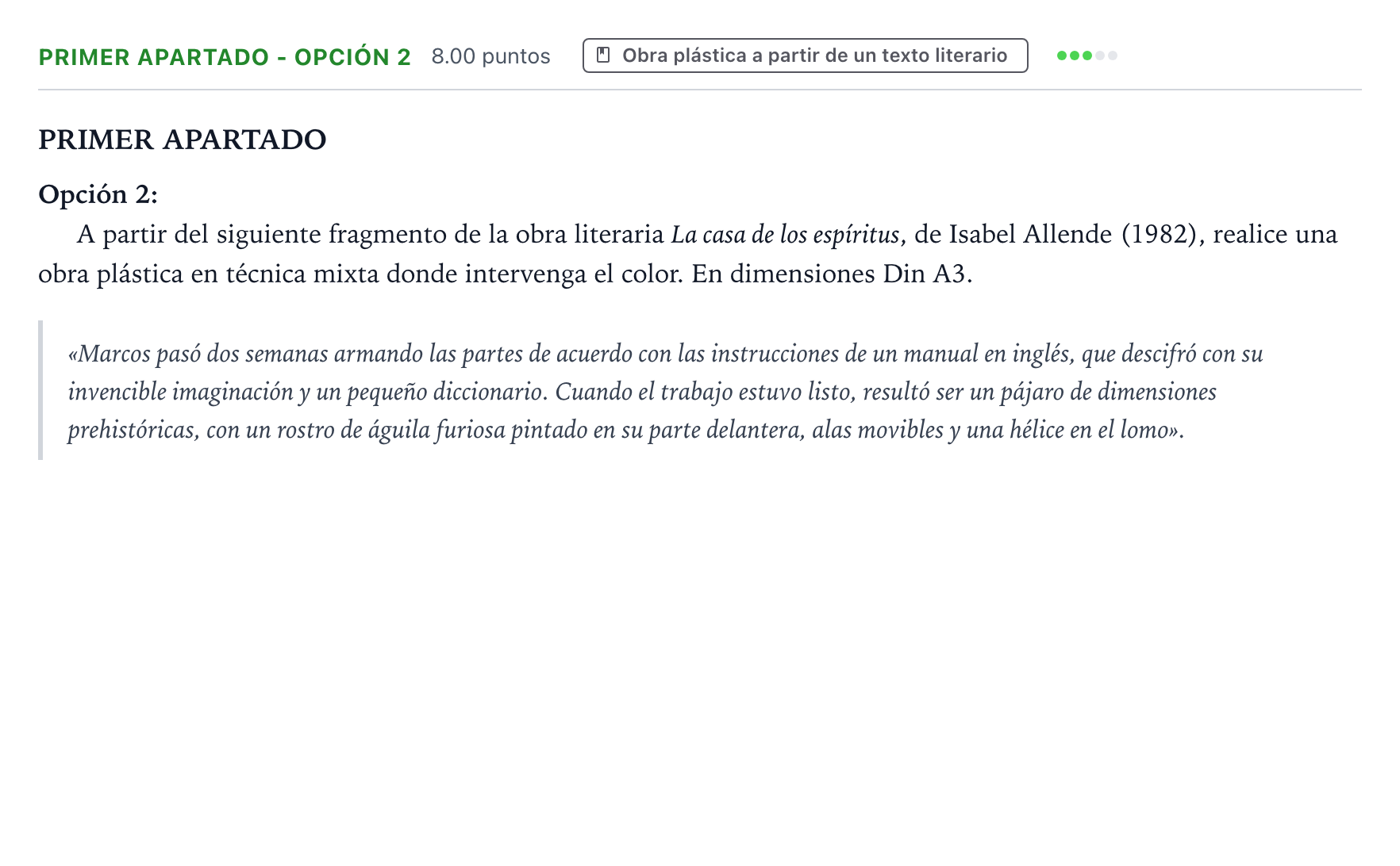 Enunciado: Ejercicio Primer Apartado - Opción 2 · Técnicas de Expresión Gráfico-Plástica PAU Aragón Ordinaria 2025