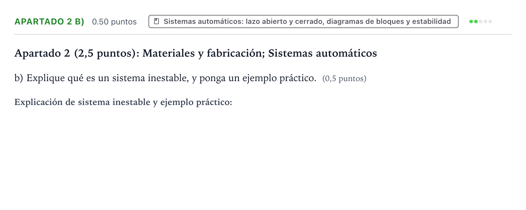 Enunciado: Apartado 2 b) - Sistemas automáticos · Tecnología e Ingeniería II PAU Aragón Extraordinaria 2025