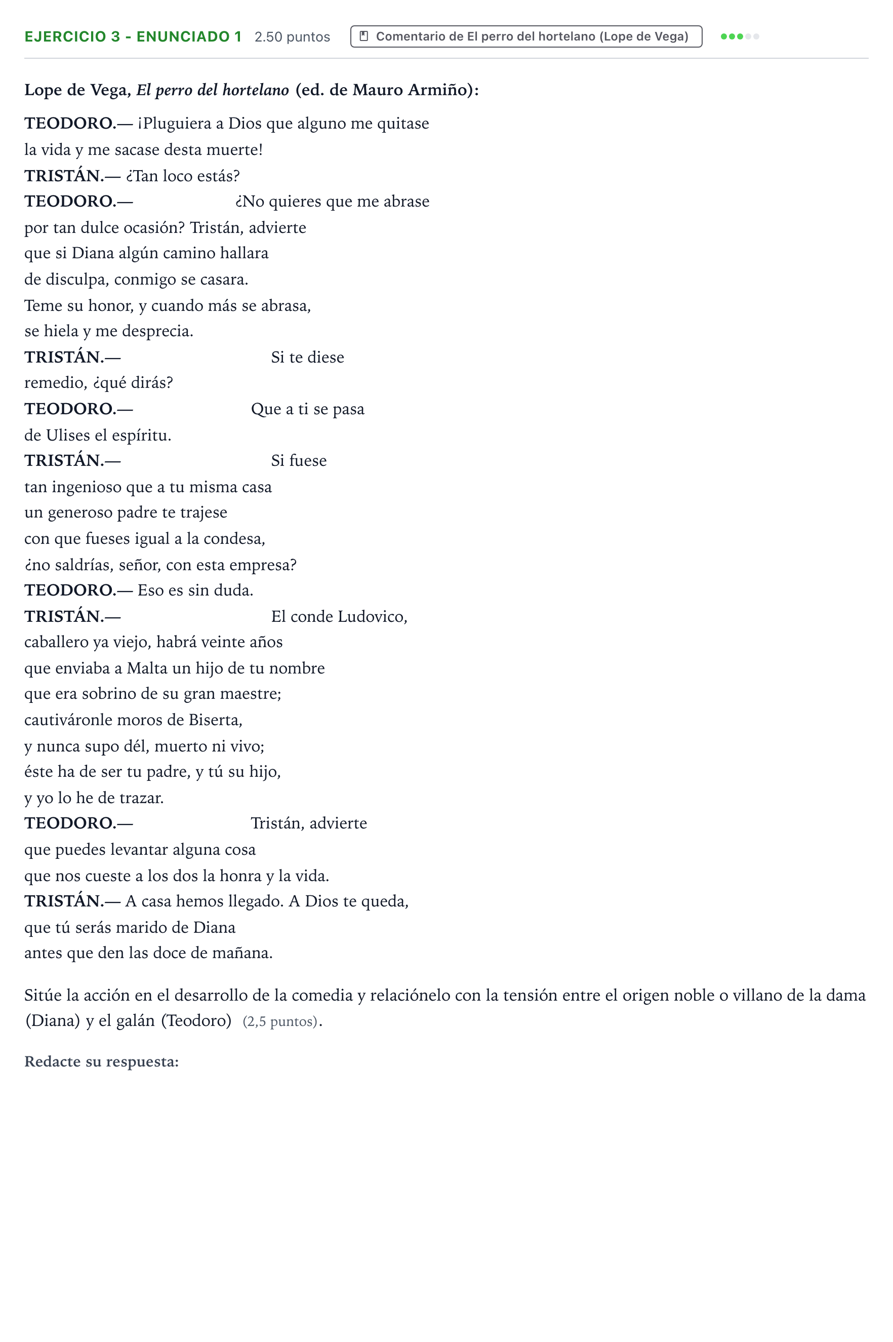 Enunciado: Ejercicio 3 - Enunciado 1 · Literatura Dramática PAU Aragón Ordinaria 2025