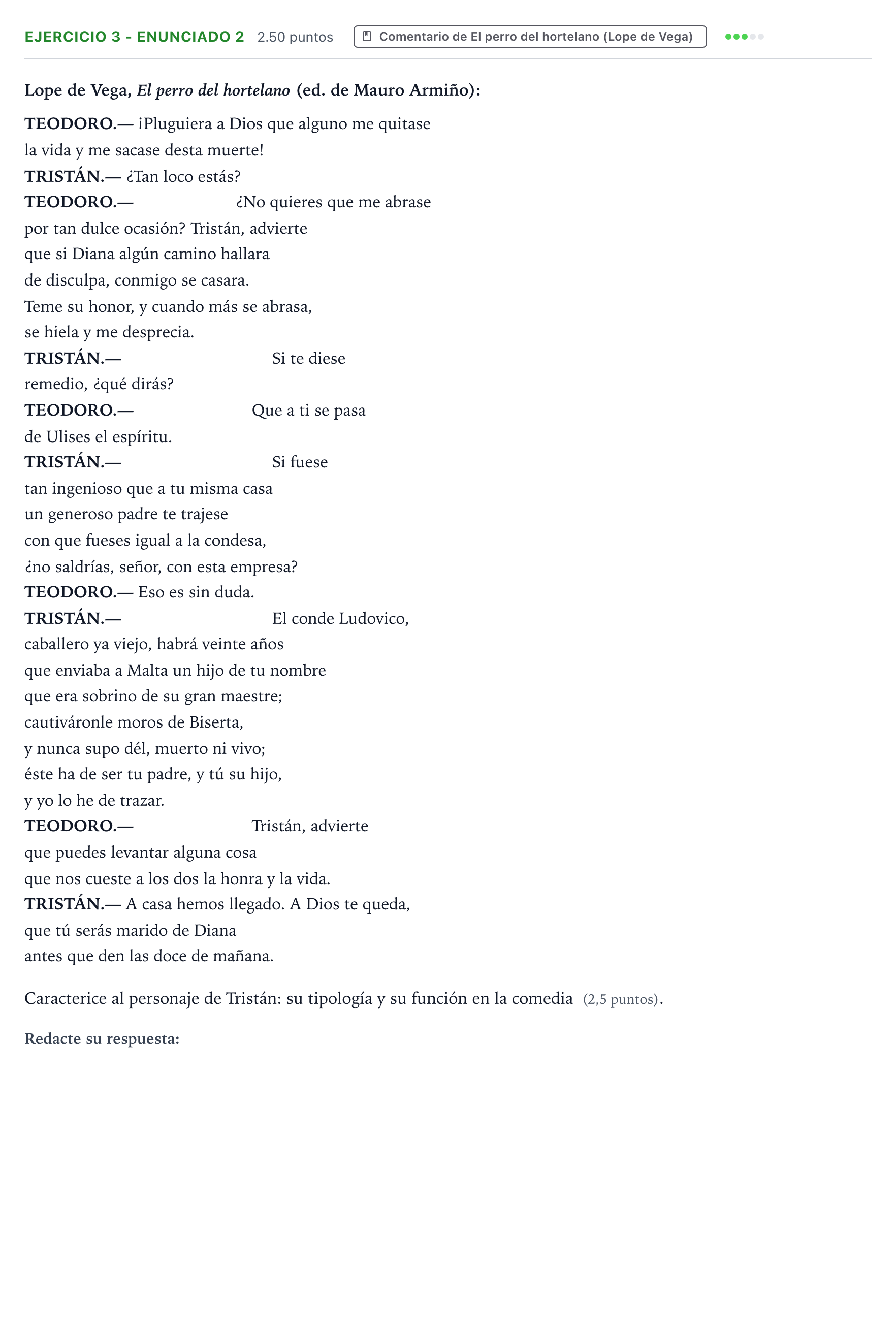 Enunciado: Ejercicio 3 - Enunciado 2 · Literatura Dramática PAU Aragón Ordinaria 2025