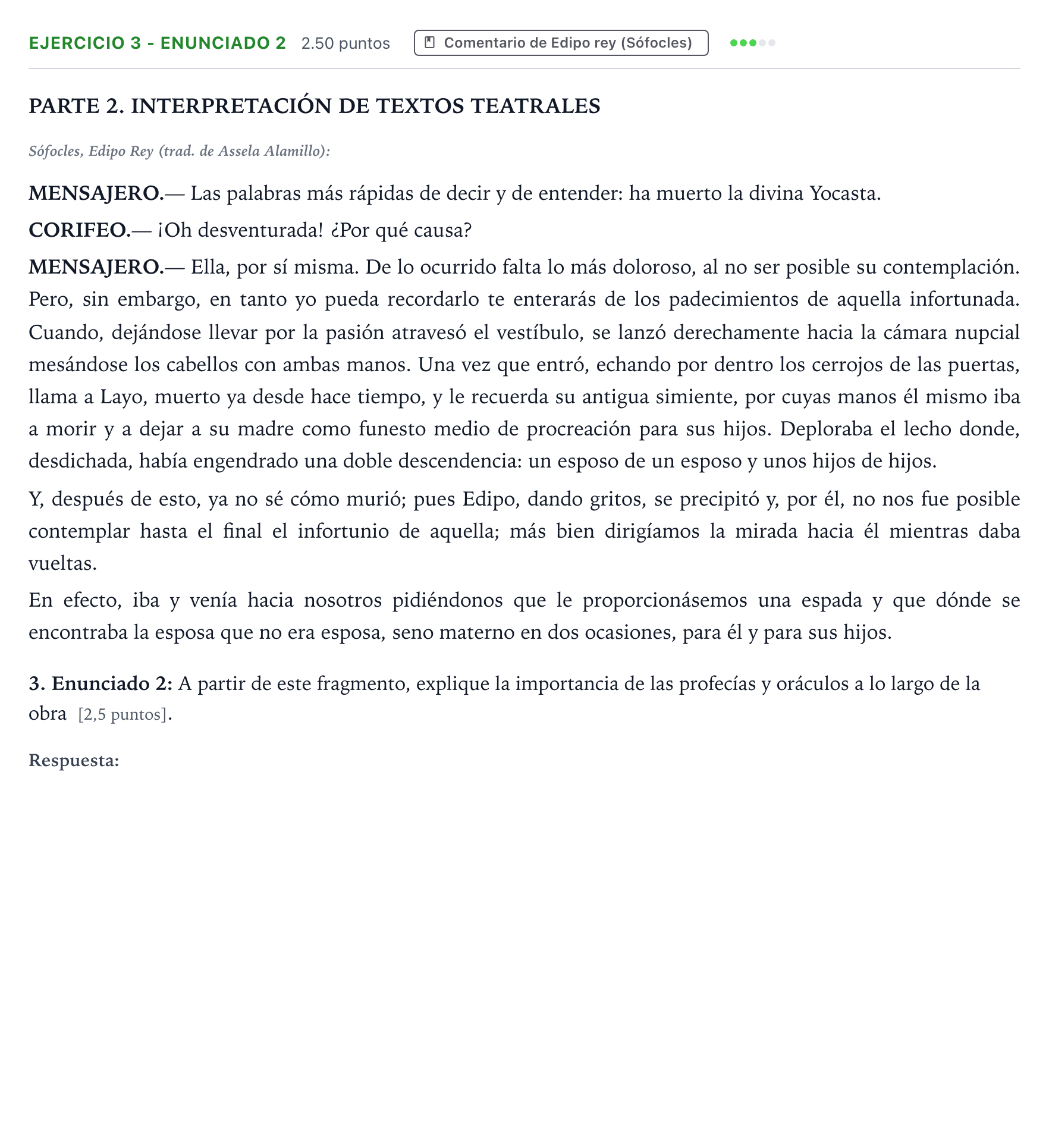 Enunciado: Ejercicio 3 - Enunciado 2 · Literatura Dramática PAU Aragón Extraordinaria 2025