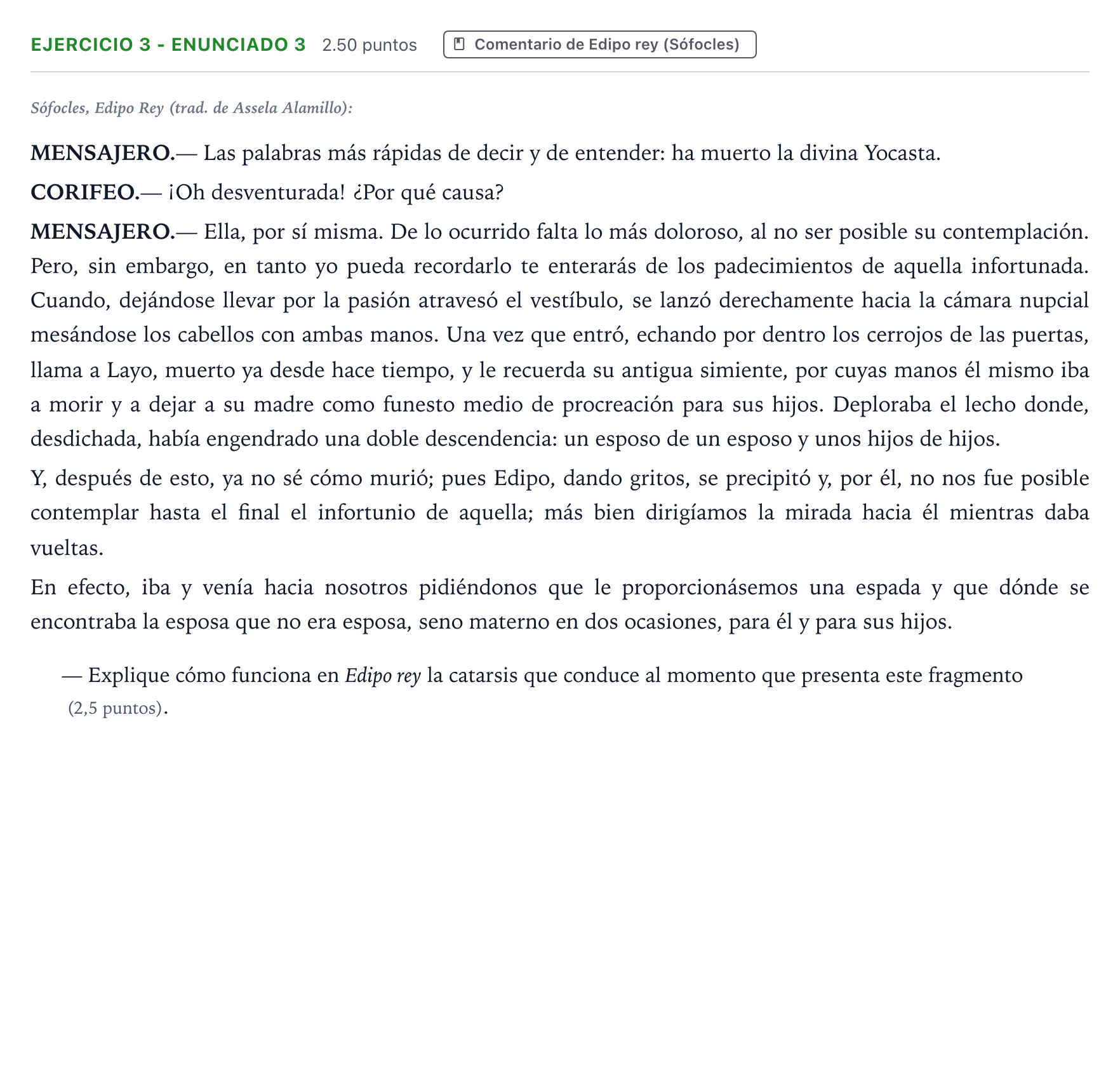 Enunciado: Ejercicio 3 - Enunciado 3 · Literatura Dramática PAU Aragón Extraordinaria 2025