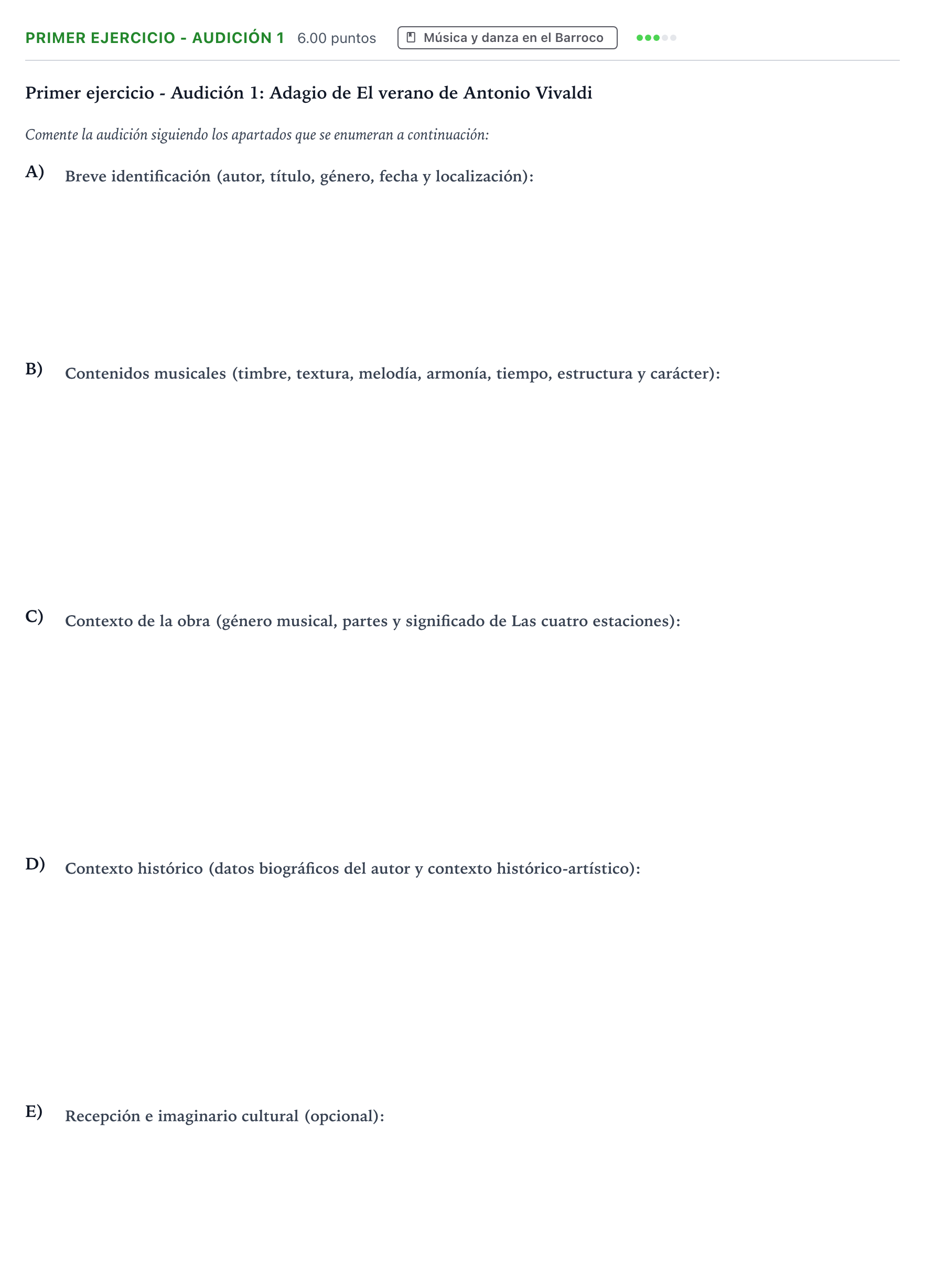 Enunciado: Ejercicio Primer ejercicio - Audición 1 · Historia de la Música y de la Danza PAU Aragón Extraordinaria 2025