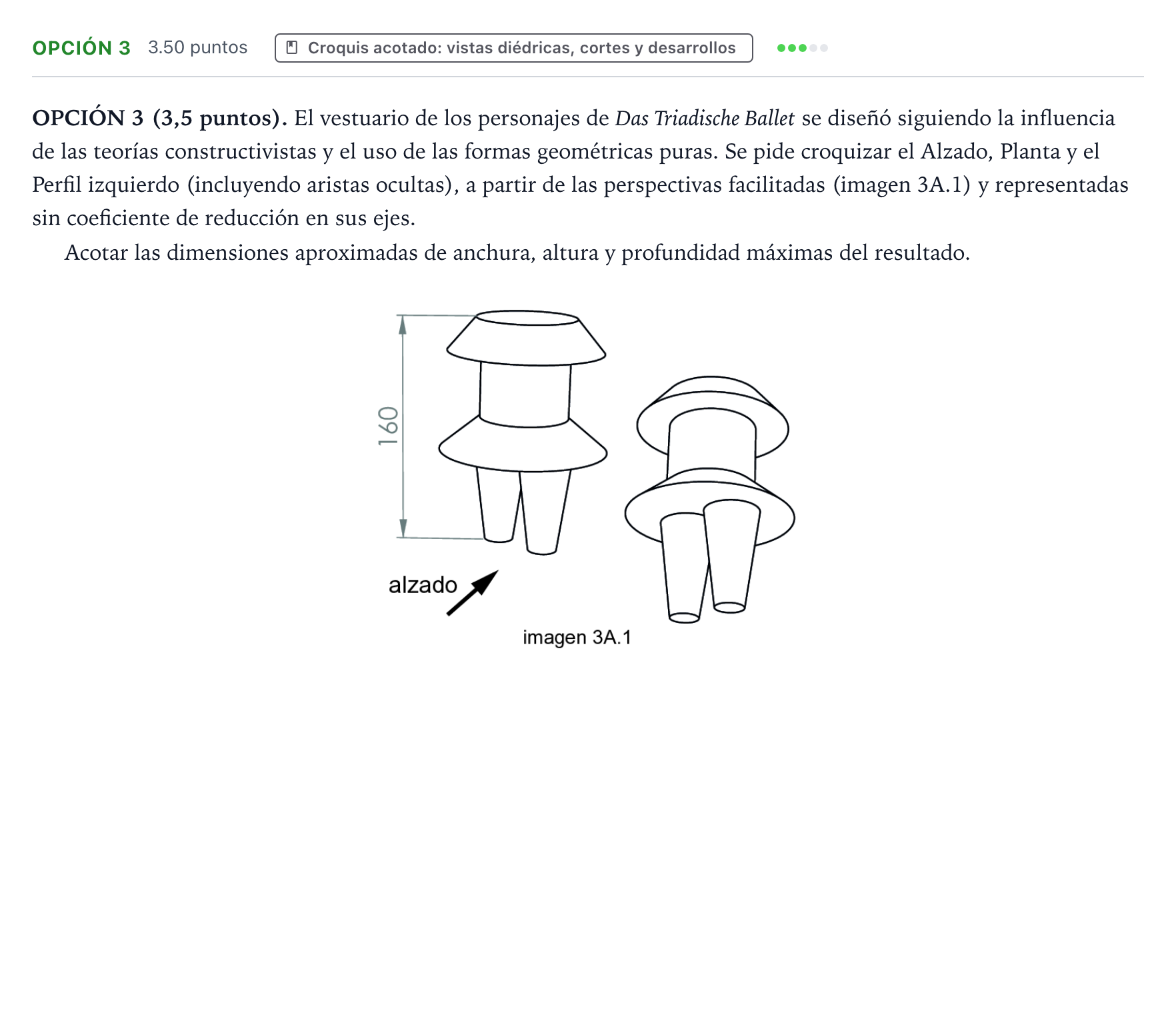 Enunciado: Opción 3 · Dibujo Técnico Aplicado a las Artes Plásticas y al Diseño PAU Aragón Ordinaria 2025