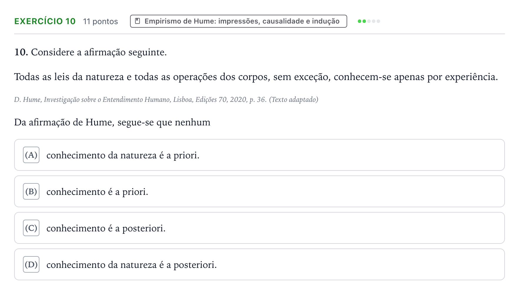 Enunciado: Exercício 10 · Exame Nacional Filosofia 2.ª fase 2026