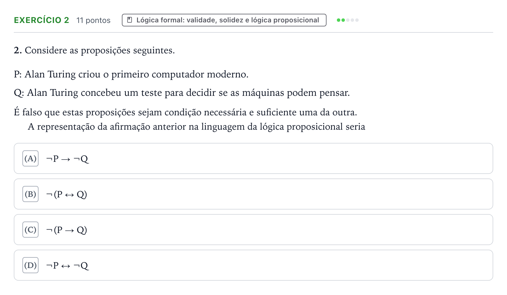 Enunciado: Exercício 2 · Exame Nacional Filosofia 2.ª fase 2026