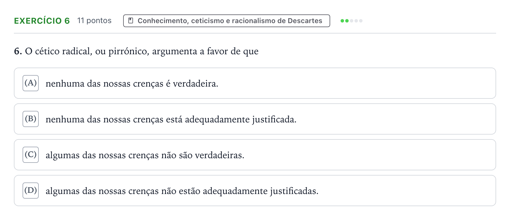 Enunciado: Exercício 6 · Exame Nacional Filosofia 2.ª fase 2026
