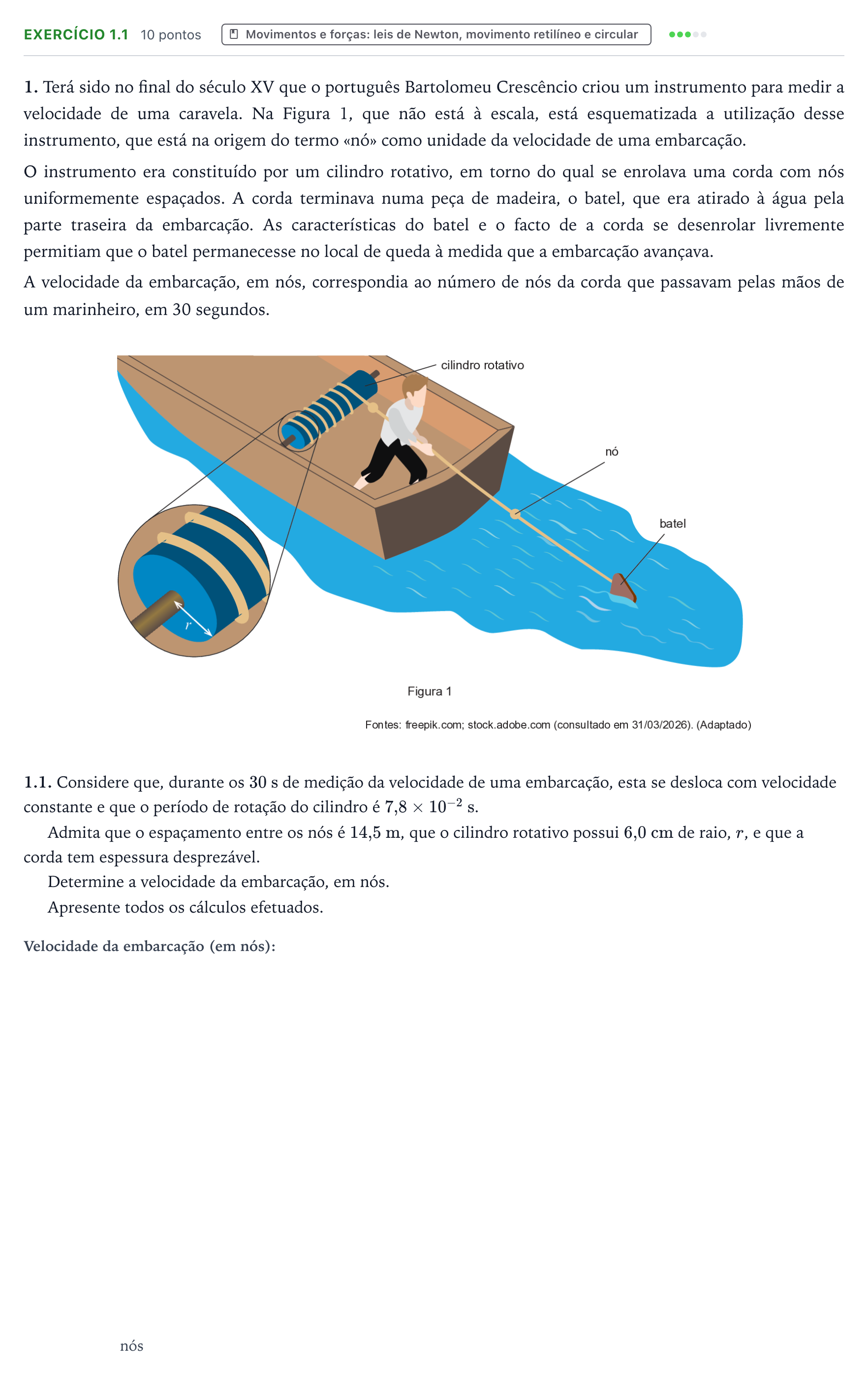 Enunciado: Exercício 1.1 - Movimentos e forças: leis de Newton, movime… · Exame Nacional Física e Química A Época especial 2026