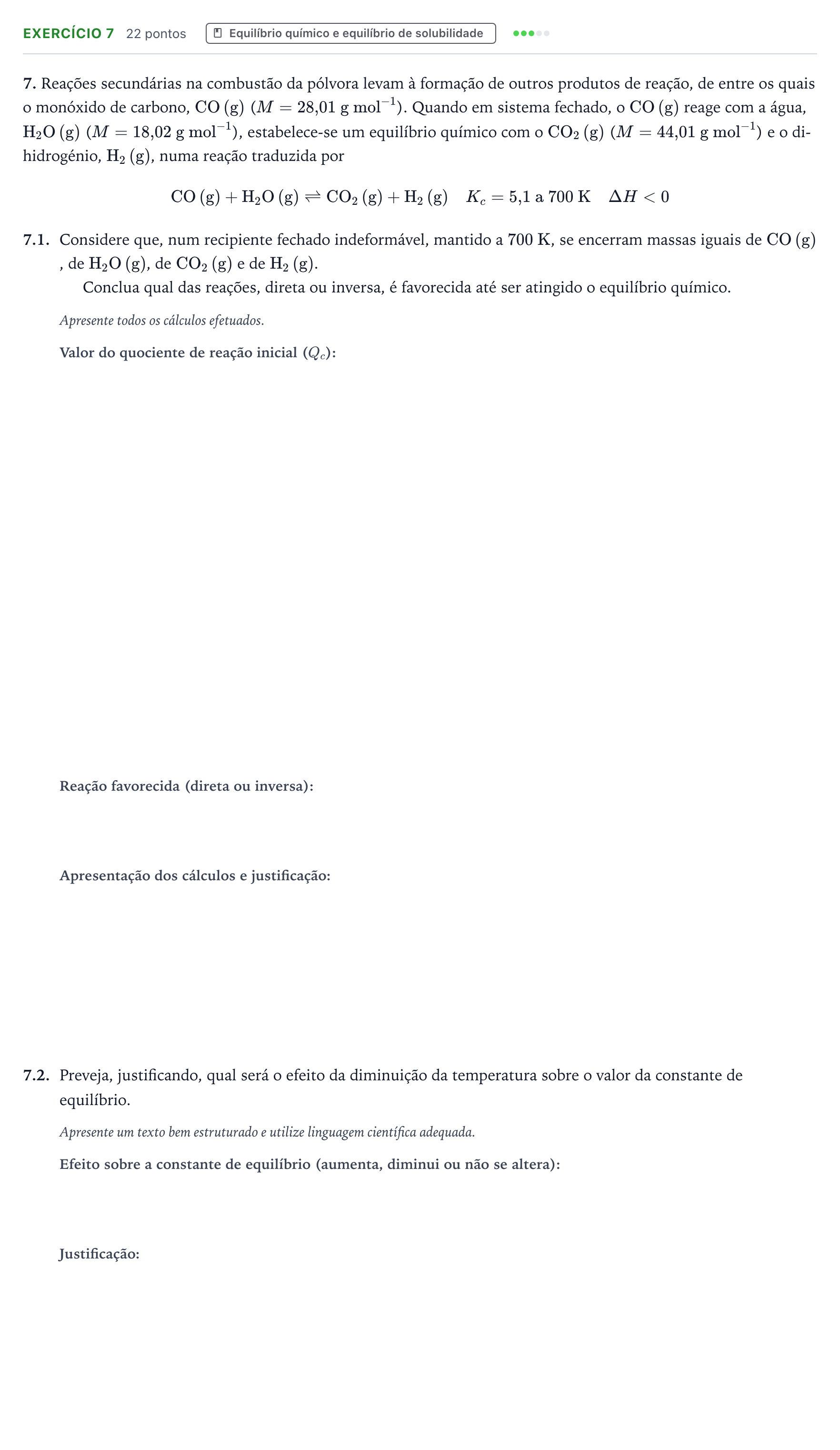 Enunciado: Exercício 7 - Equilíbrio químico e equilíbrio de solubilida… · Exame Nacional Física e Química A Época especial 2026