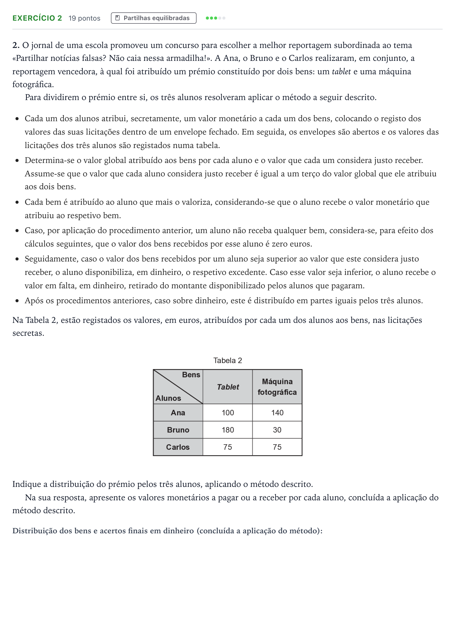 Enunciado: Exercício 2 · Exame Nacional Matemática Aplicada às Ciências Sociais Época especial 2026