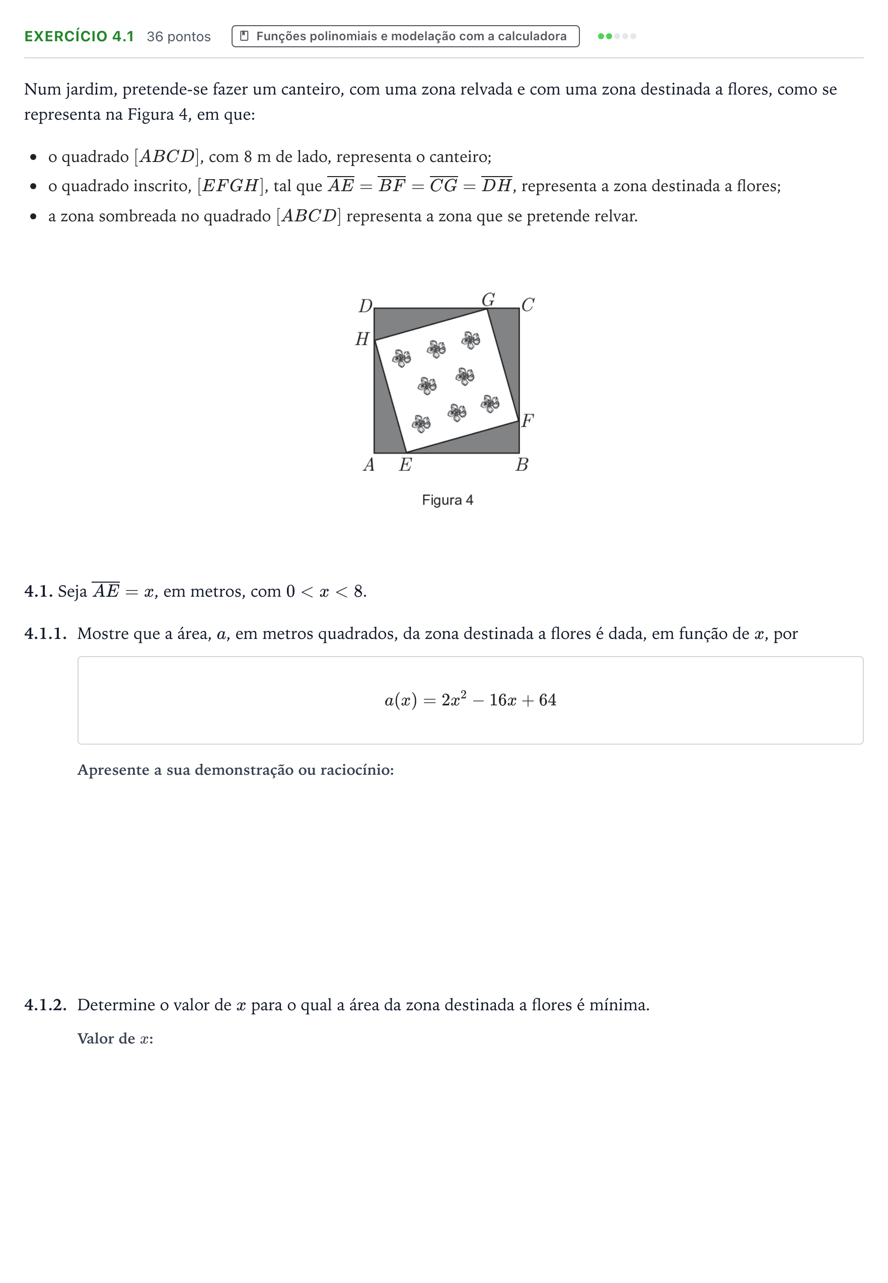 Enunciado: Exercício 4.1 - Funções polinomiais · Exame Nacional Matemática B Época especial 2026