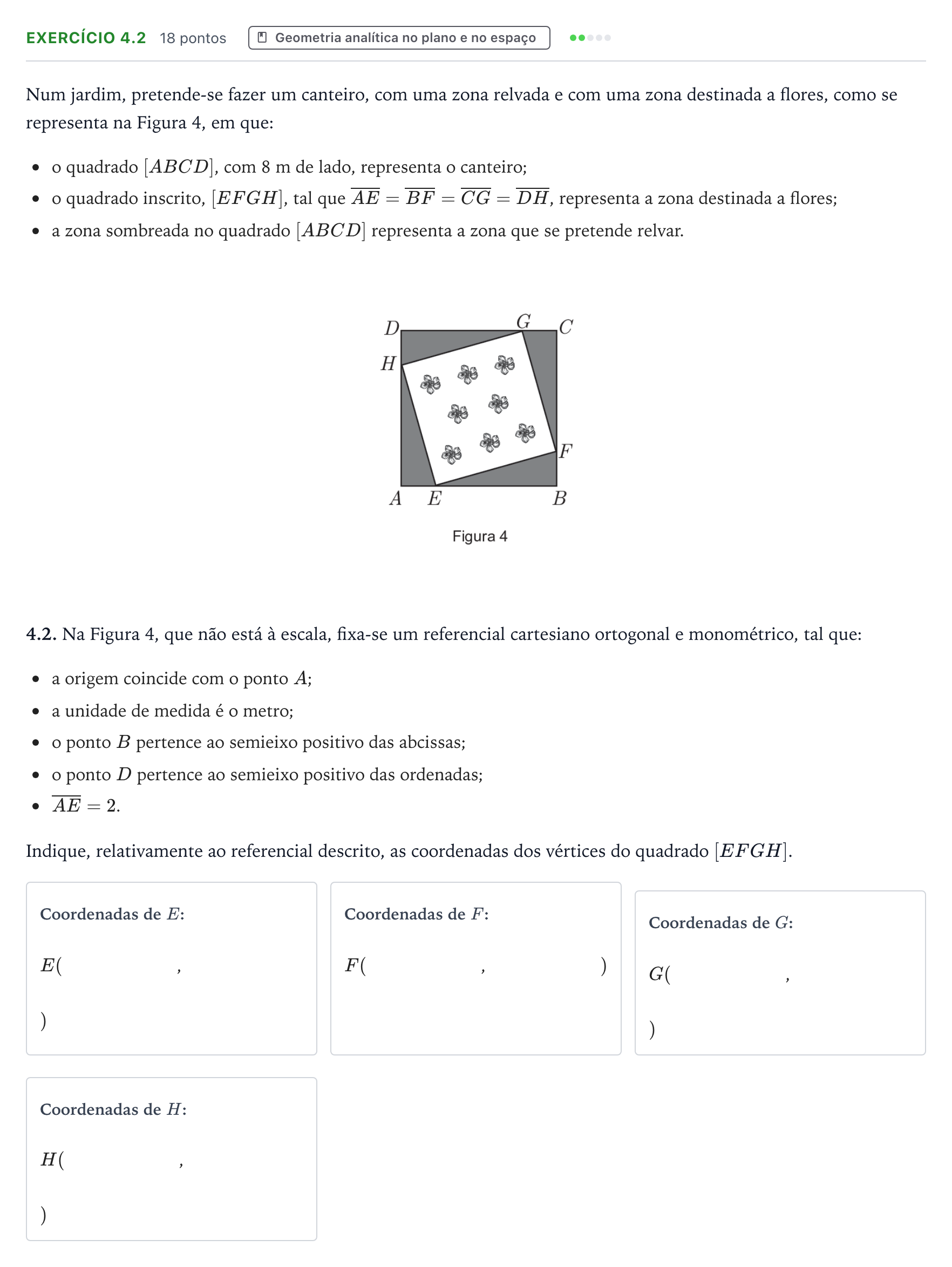 Enunciado: Exercício 4.2 - Geometria analítica · Exame Nacional Matemática B Época especial 2026