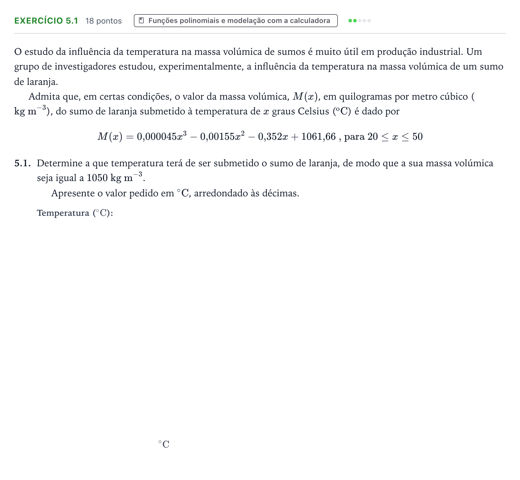 Enunciado: Exercício 5.1 - Funções polinomiais · Exame Nacional Matemática B Época especial 2026