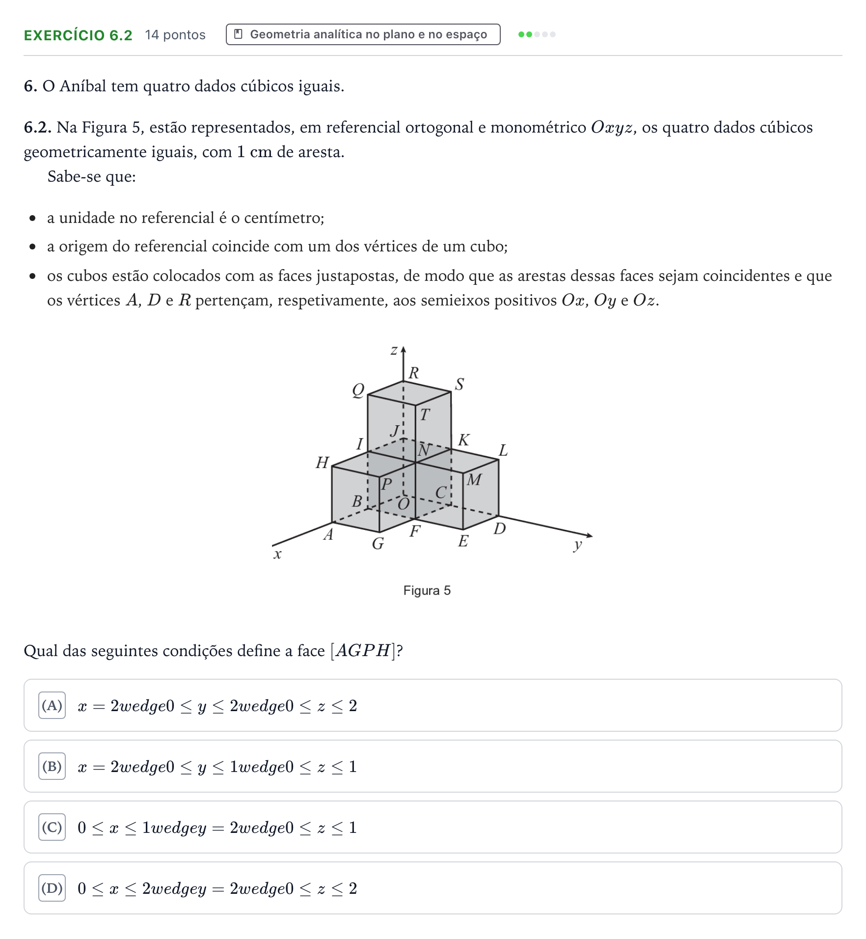 Enunciado: Exercício 6.2 - Geometria analítica · Exame Nacional Matemática B Época especial 2026