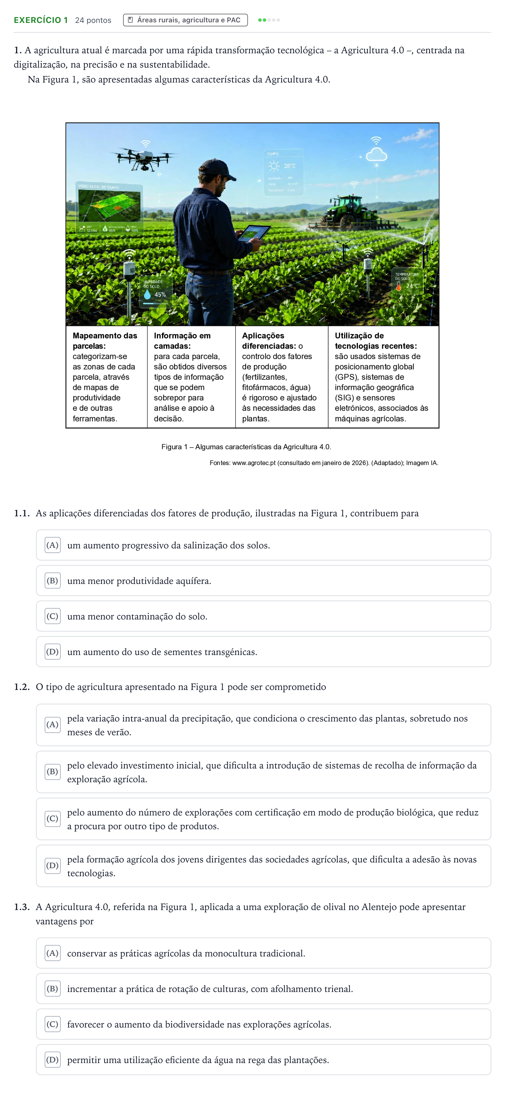 Enunciado: Exercício 1 · Exame Nacional Geografia A Época especial 2026