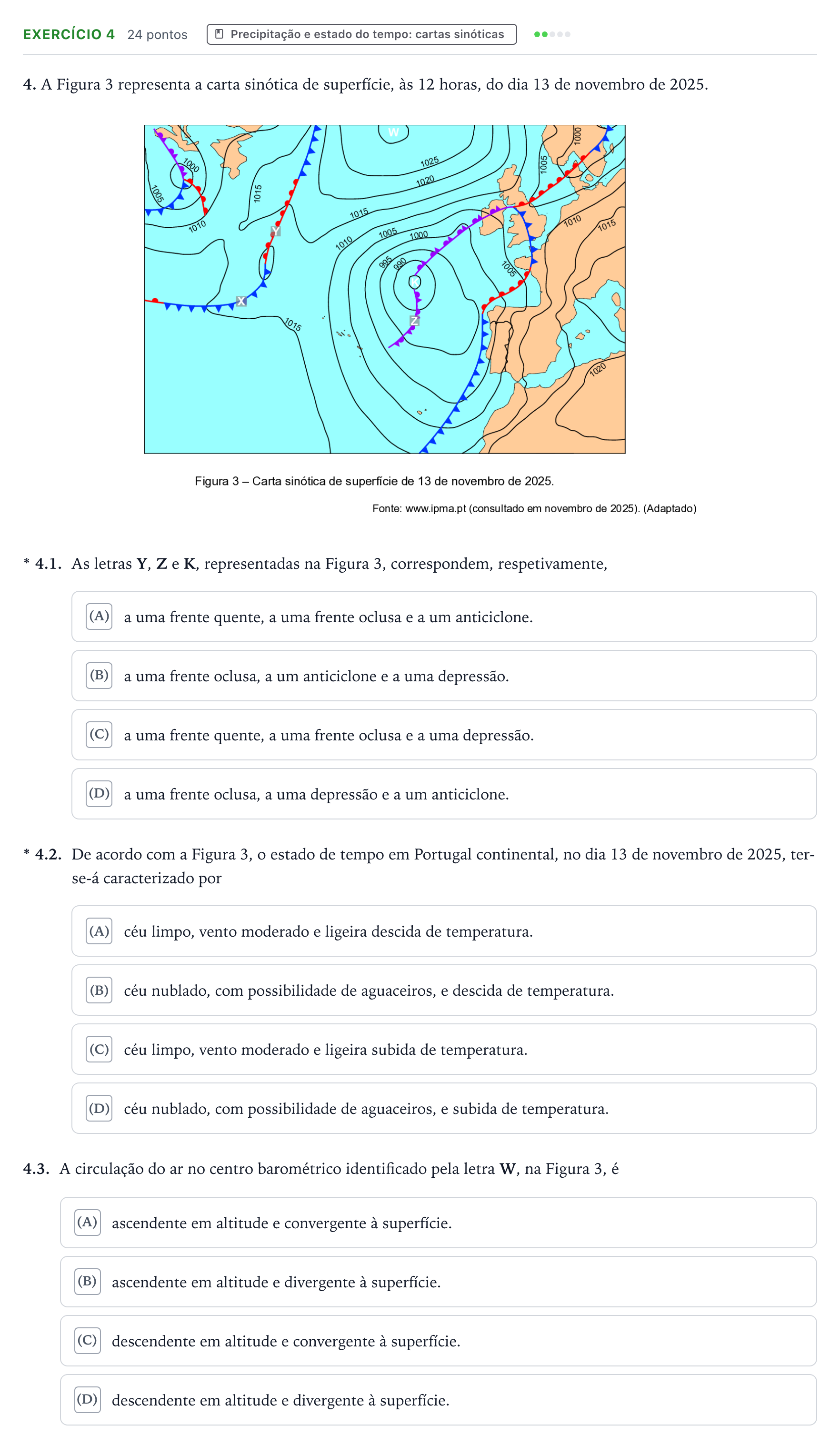 Enunciado: Exercício 4 · Exame Nacional Geografia A Época especial 2026