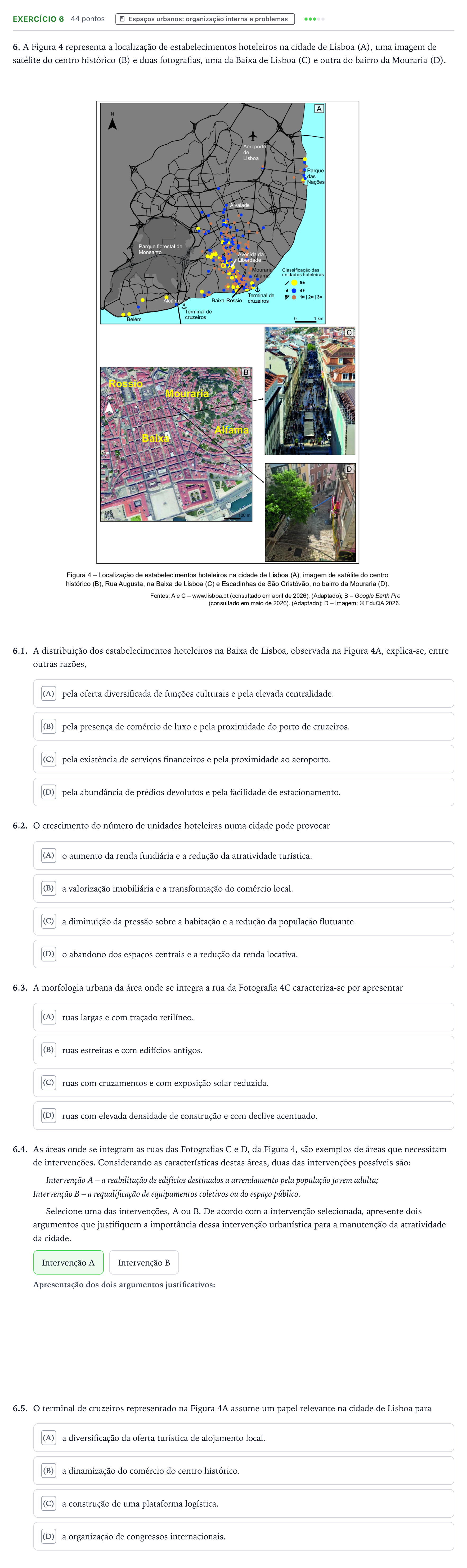 Enunciado: Exercício 6 · Exame Nacional Geografia A Época especial 2026