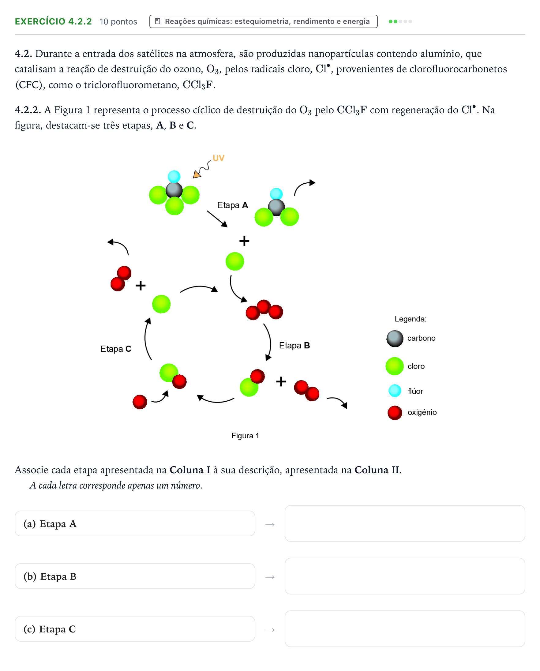 Enunciado: Exercício 4.2.2 · Exame Nacional Física e Química A 2.ª fase 2026