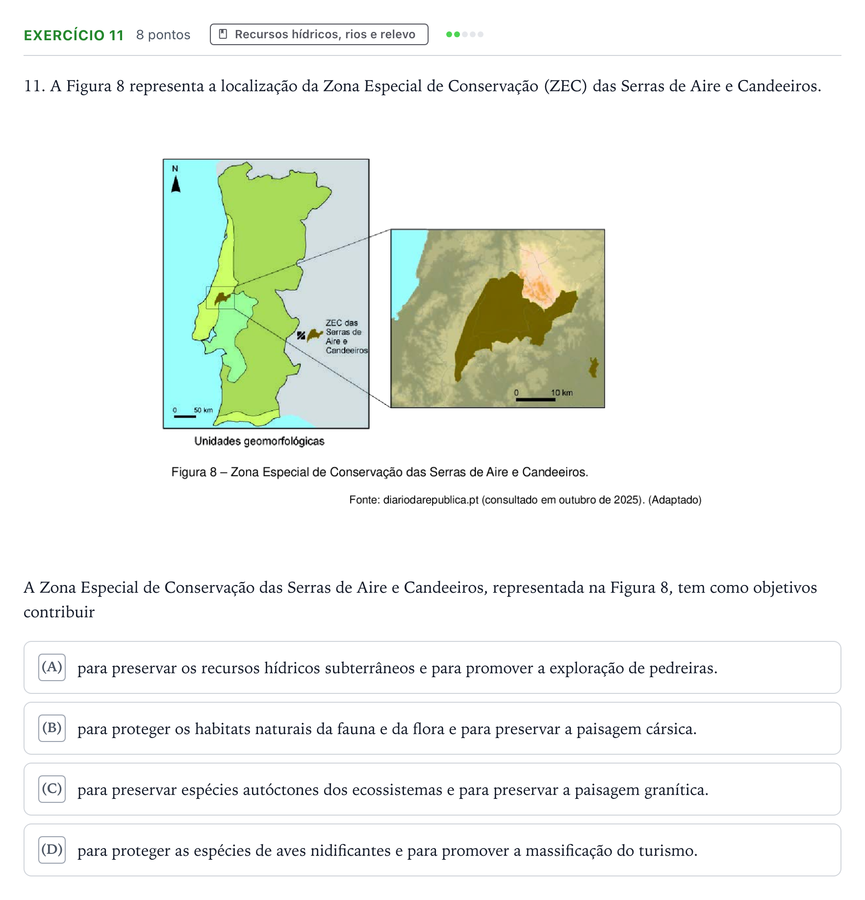 Enunciado: Exercício 11 · Exame Nacional Geografia A 1.ª fase 2026