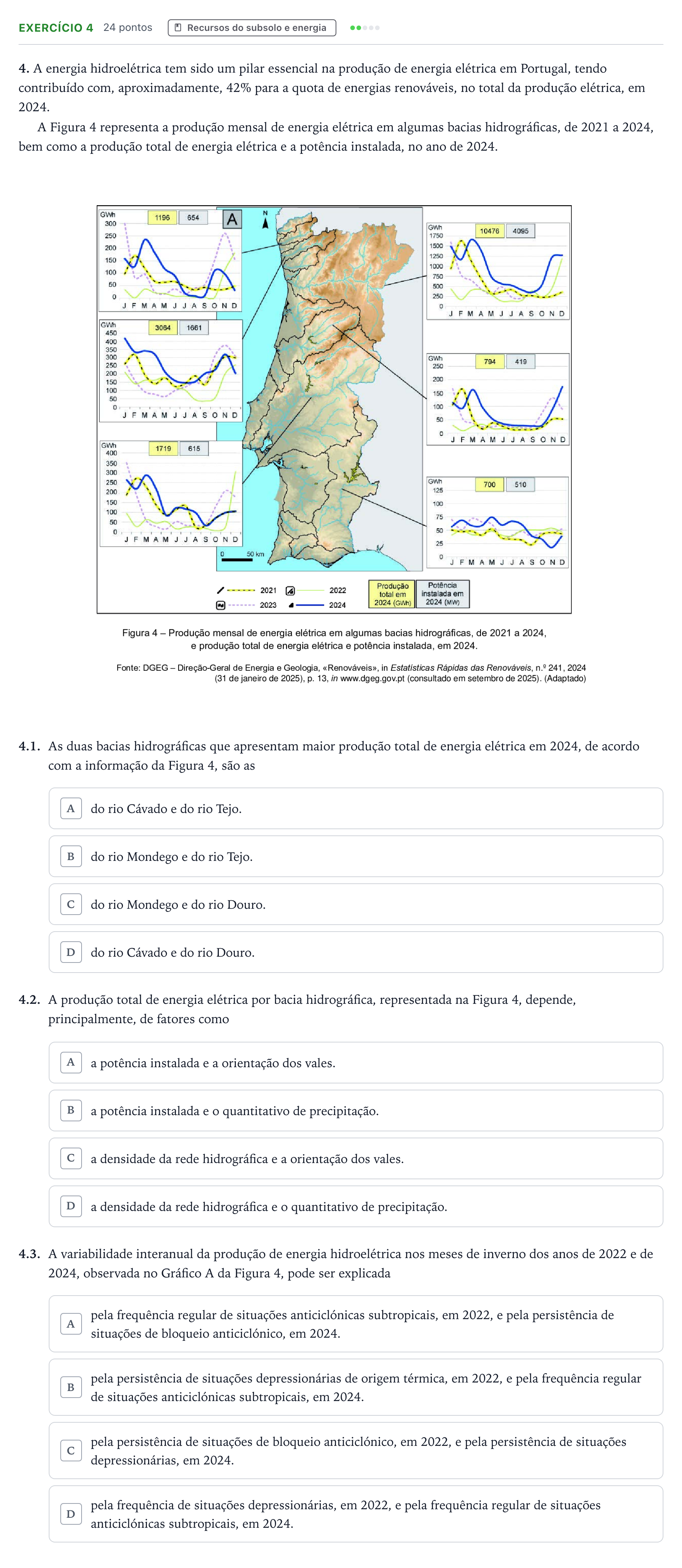 Enunciado: Exercício 4 · Exame Nacional Geografia A 1.ª fase 2026