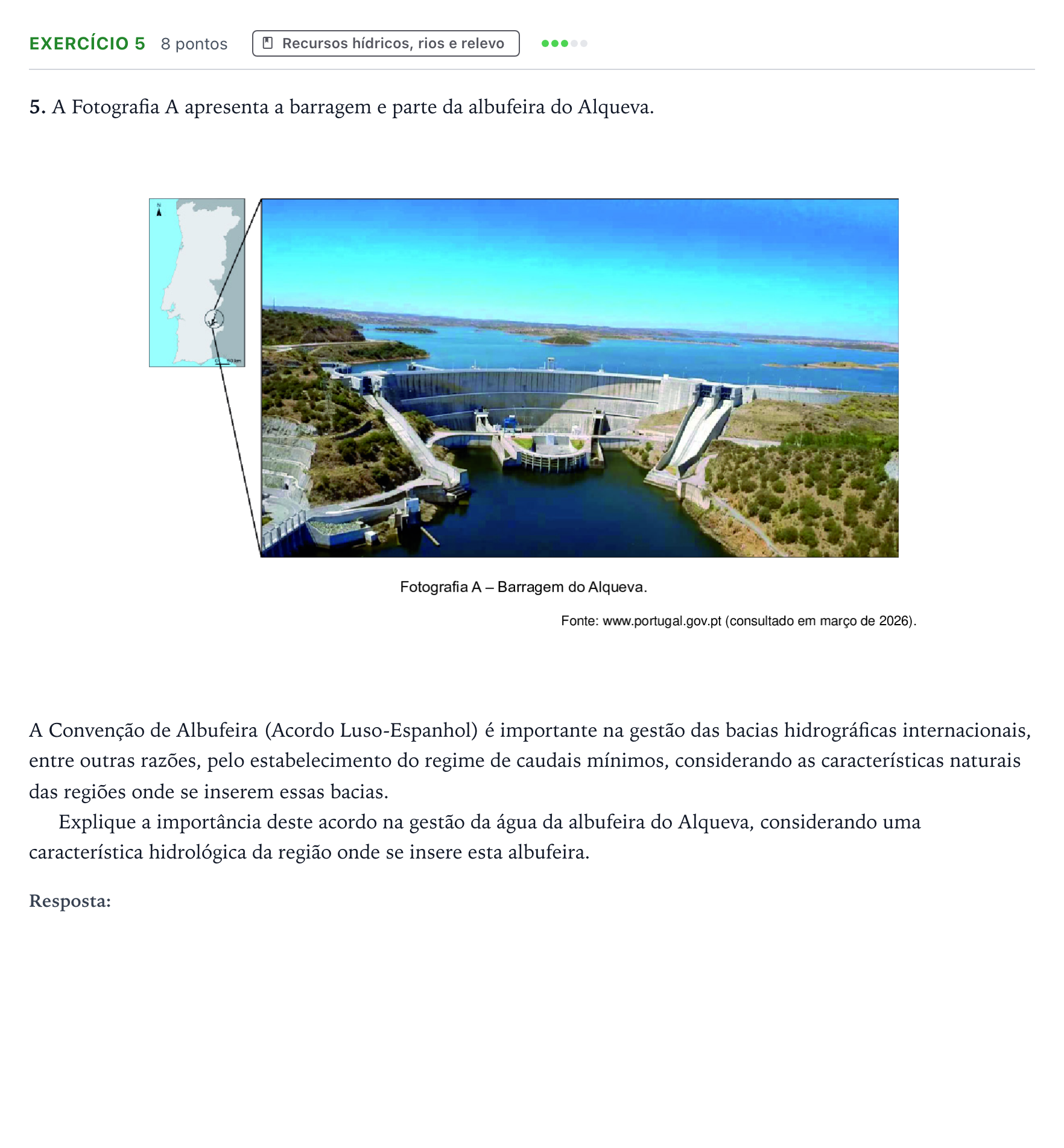 Enunciado: Exercício 5 · Exame Nacional Geografia A 1.ª fase 2026