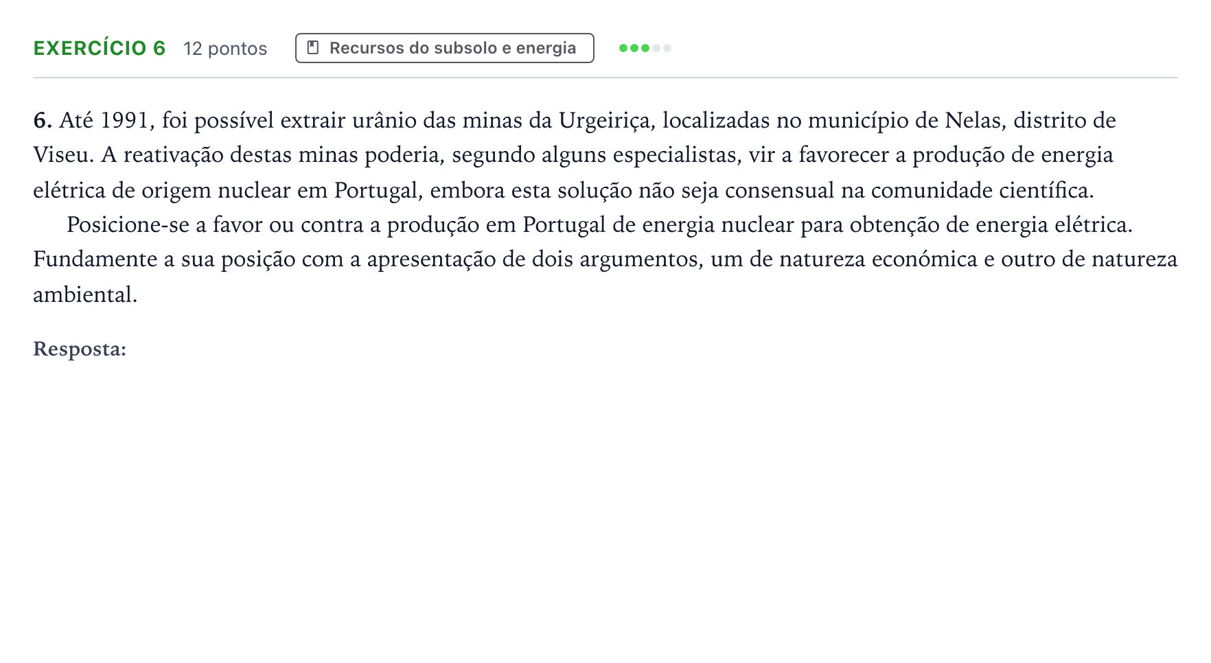 Enunciado: Exercício 6 · Exame Nacional Geografia A 1.ª fase 2026