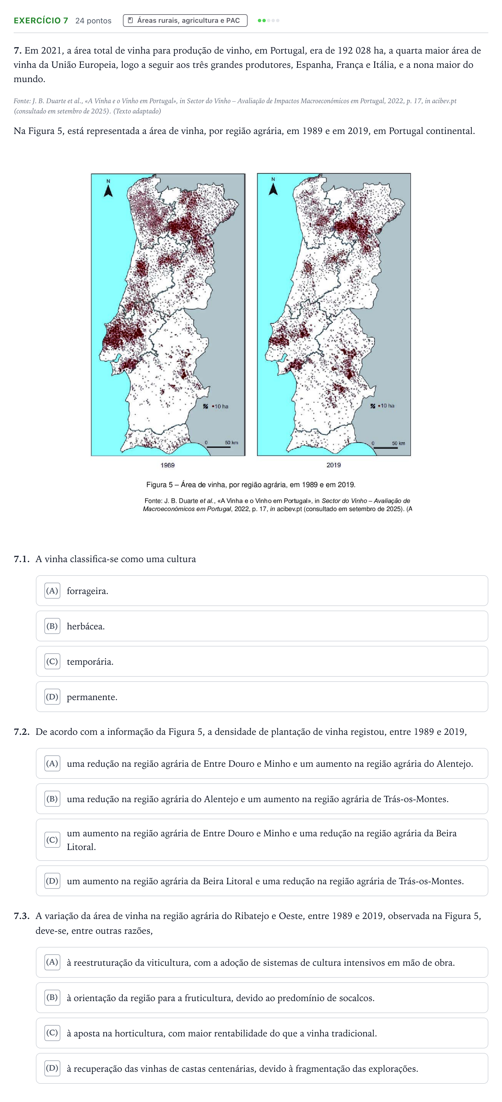 Enunciado: Exercício 7 · Exame Nacional Geografia A 1.ª fase 2026