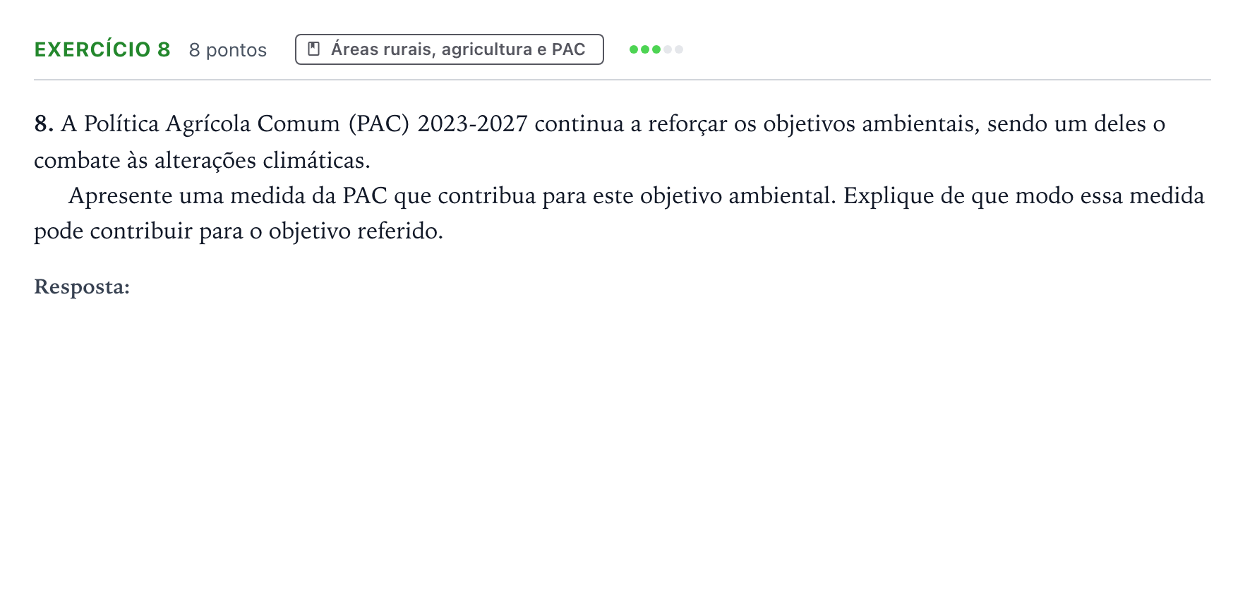 Enunciado: Exercício 8 · Exame Nacional Geografia A 1.ª fase 2026
