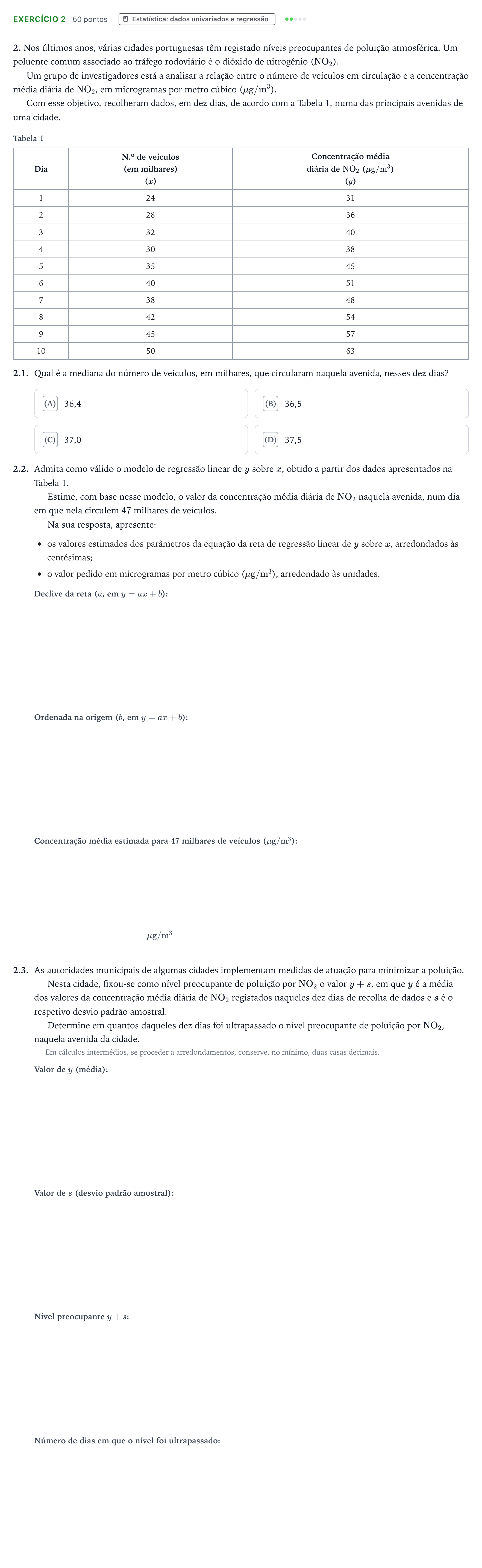 Enunciado: Exercício 2 · Exame Nacional Matemática B 1.ª fase 2026