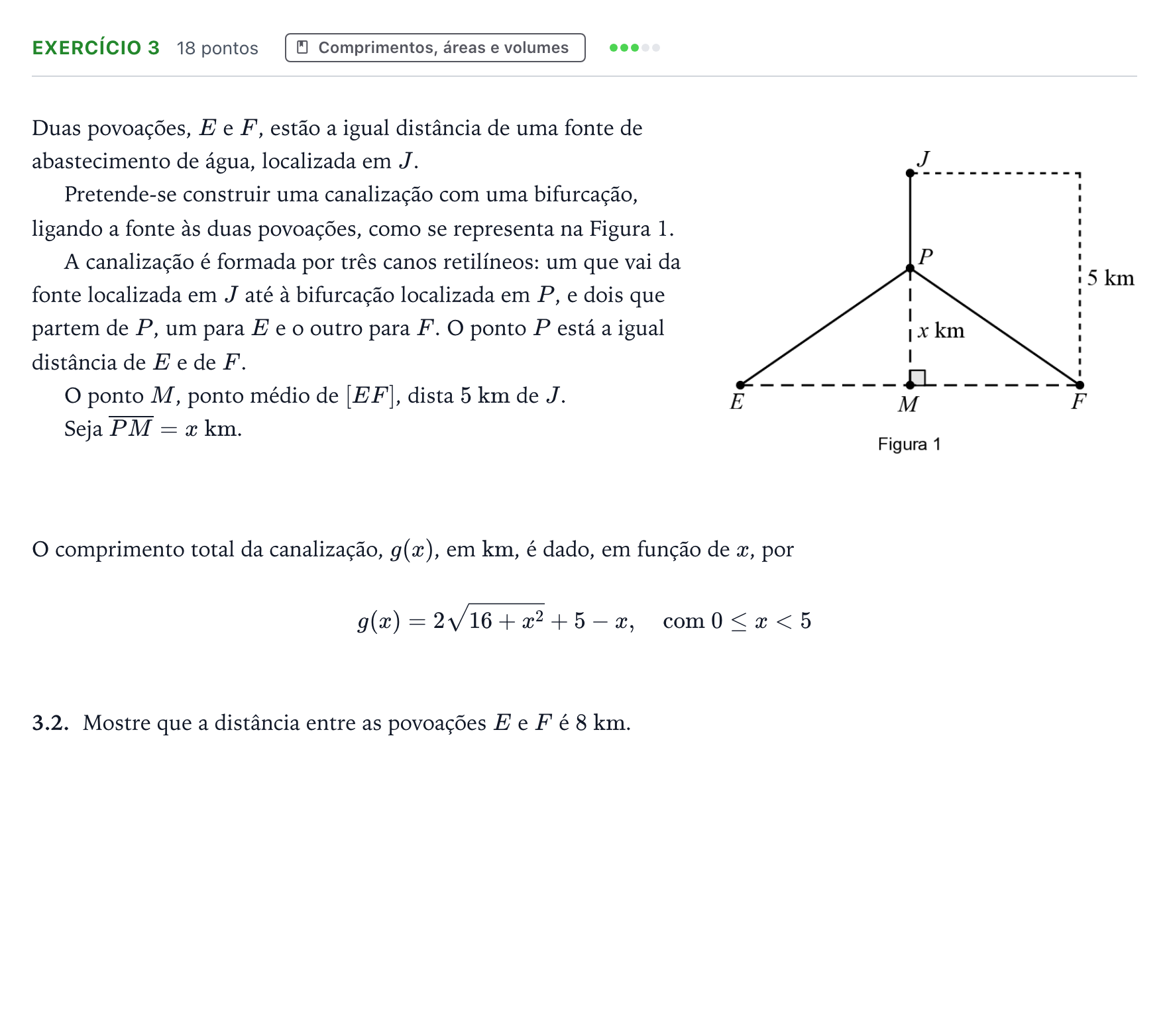 Enunciado: Exercício 3 - Comprimentos, áreas e volumes · Exame Nacional Matemática B 1.ª fase 2026