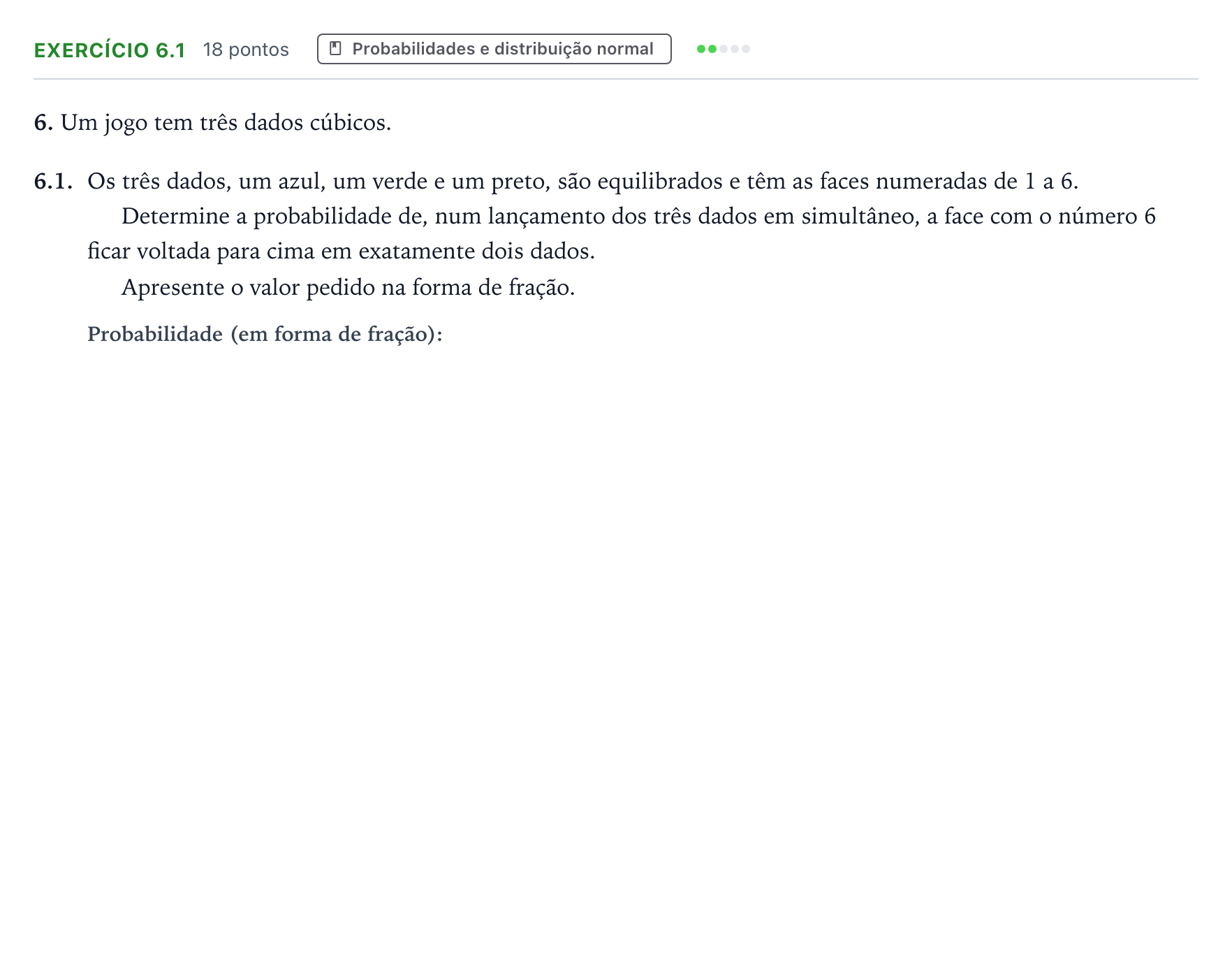 Enunciado: Exercício 6.1 · Exame Nacional Matemática B 1.ª fase 2026
