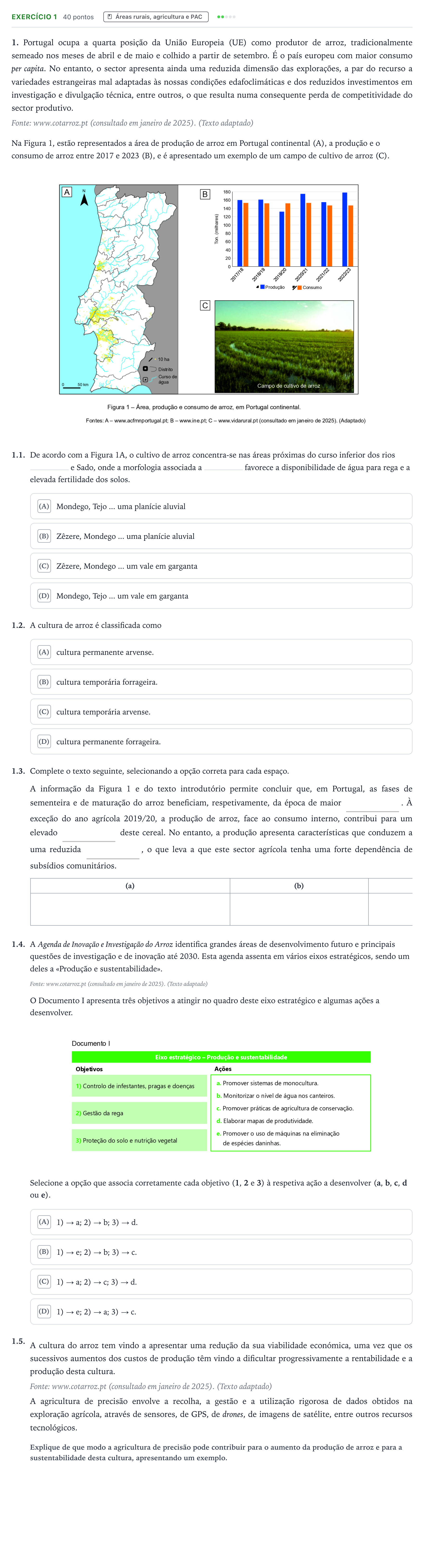 Enunciado: Exercício 1 · Exame Nacional Geografia A 2.ª fase 2026