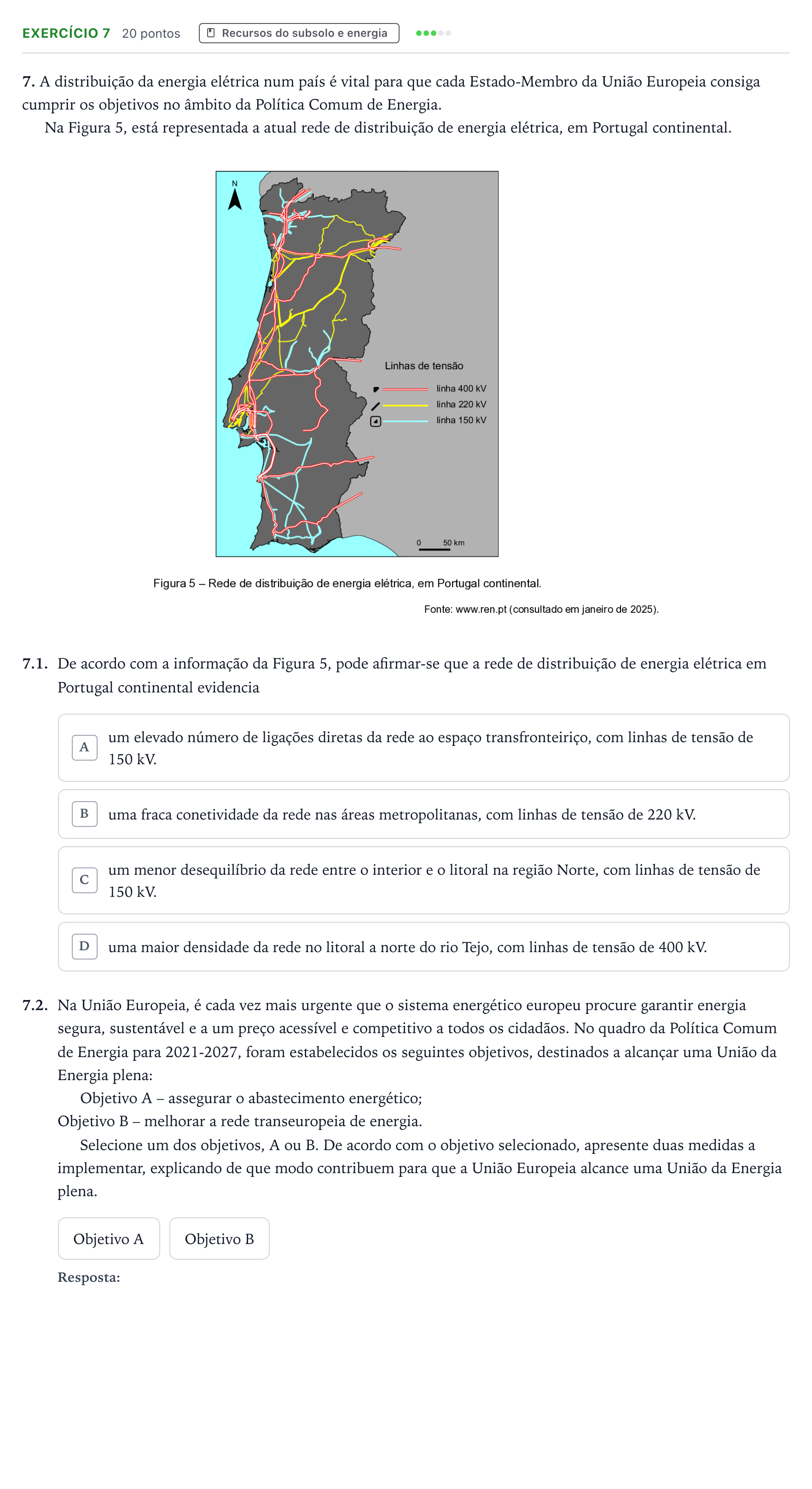 Enunciado: Exercício 7 · Exame Nacional Geografia A 2.ª fase 2026