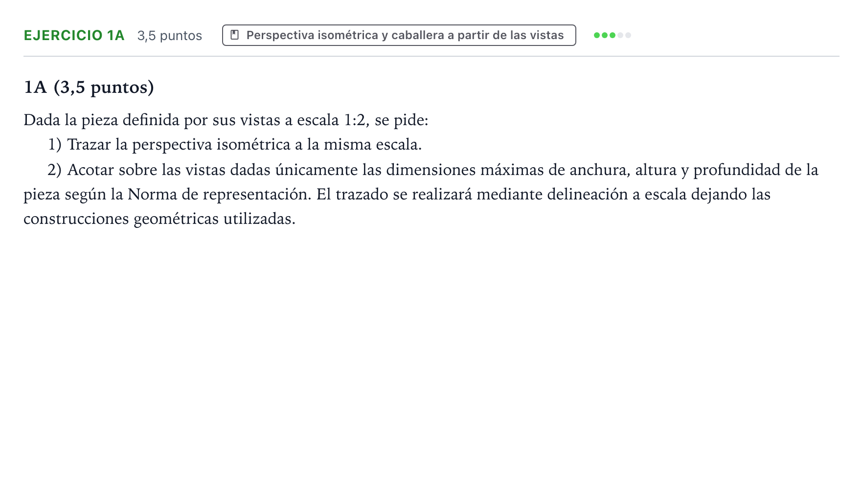 Enunciado: Ejercicio 1A · Dibujo técnico II PAU Aragón Extraordinaria 2024