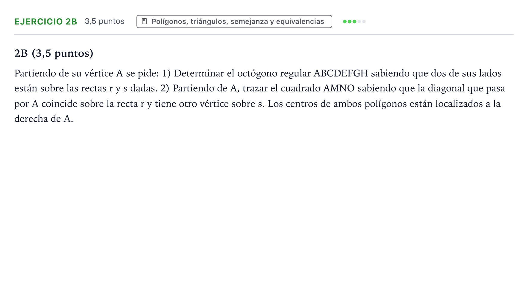 Enunciado: Ejercicio 2B · Dibujo técnico II PAU Aragón Extraordinaria 2024