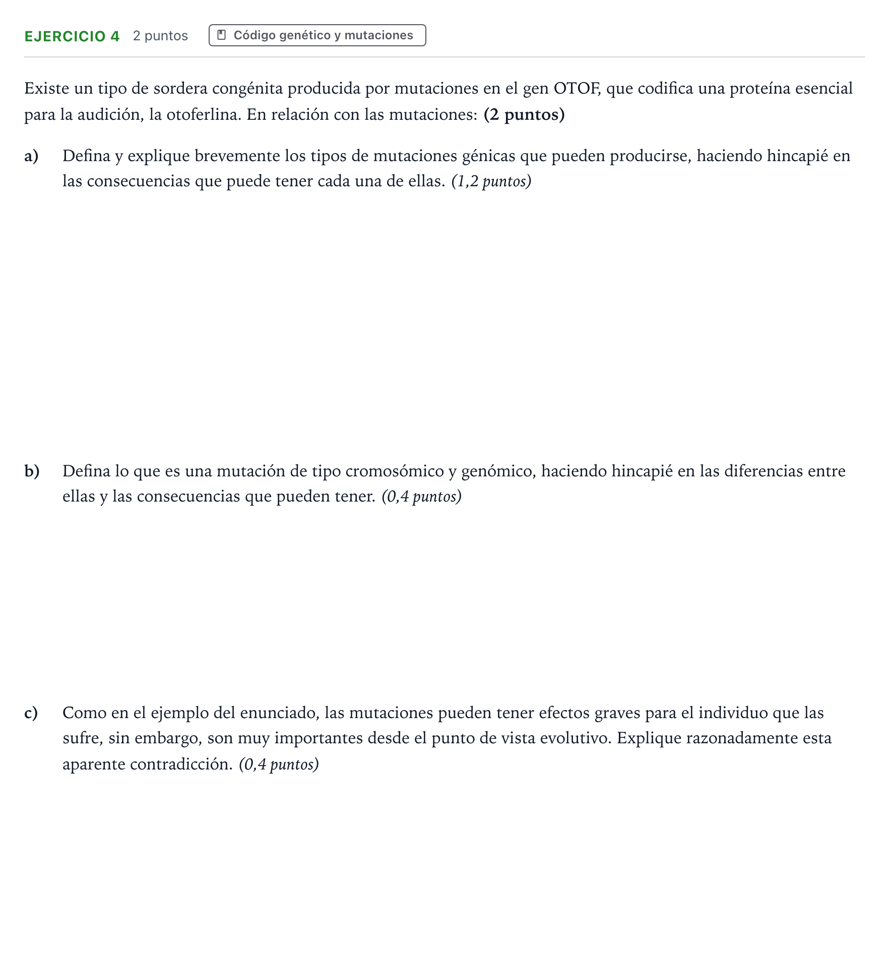 Enunciado: Problema 4 · Biología PAU Aragón Extraordinaria 2024