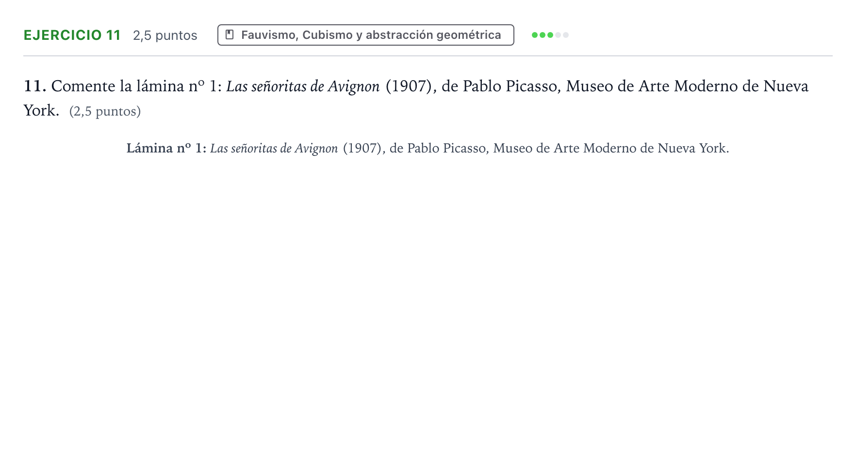Enunciado: Problema 11 · Fundamentos Artísticos PAU Aragón Extraordinaria (Fundamentos del Arte II) 2024