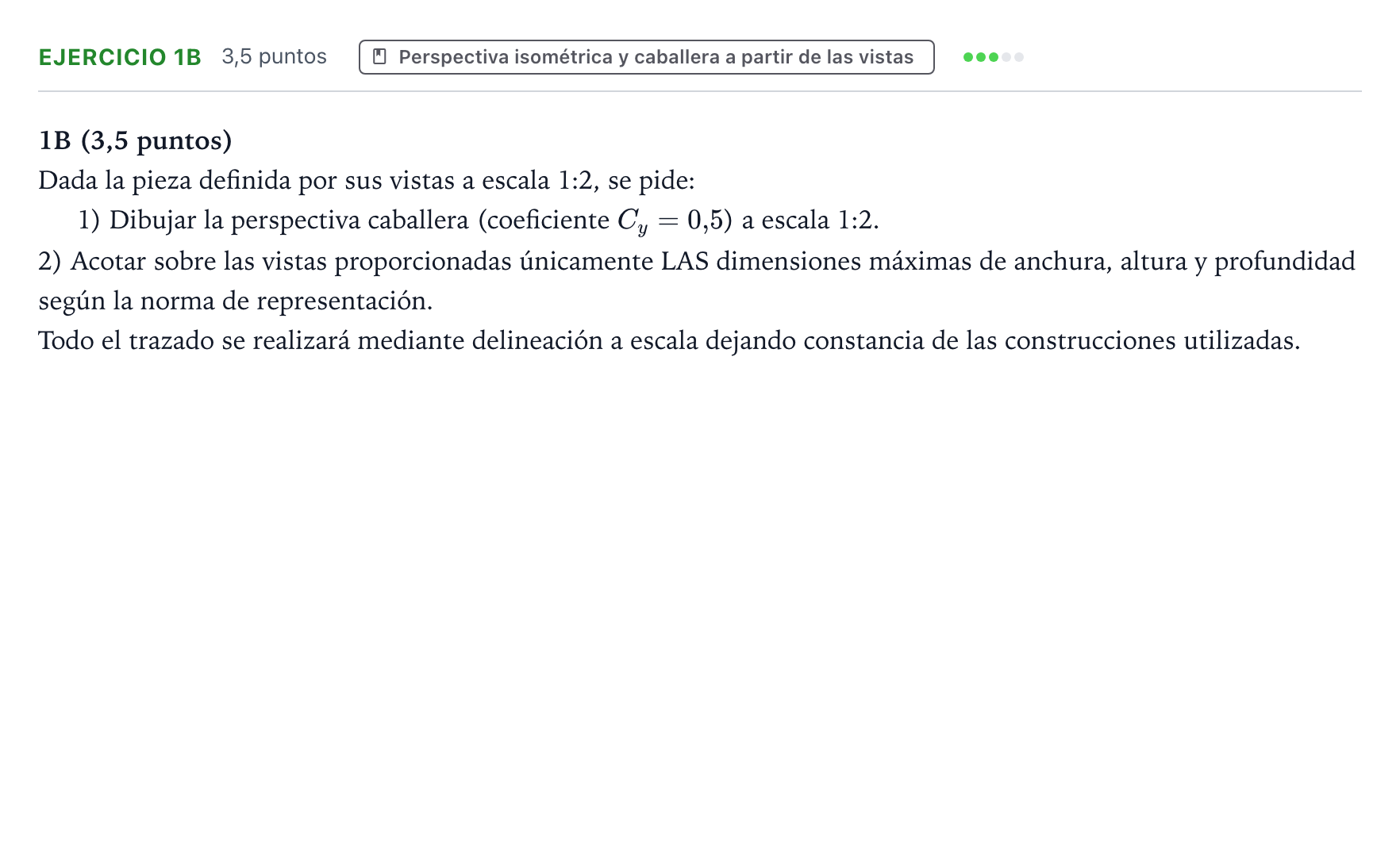 Enunciado: Ejercicio 1B · Dibujo técnico II PAU Aragón Ordinaria 2024