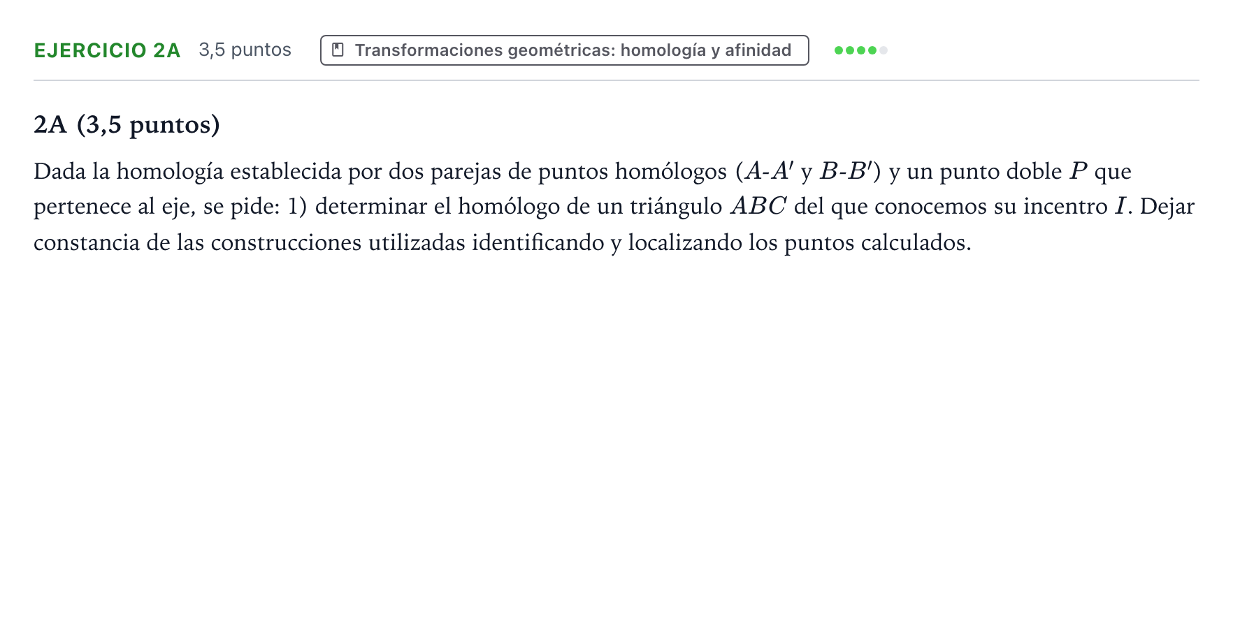 Enunciado: Ejercicio 2A · Dibujo técnico II PAU Aragón Ordinaria 2024