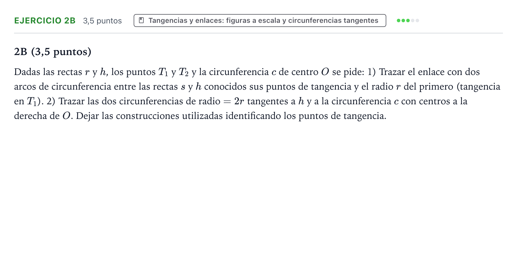 Enunciado: Ejercicio 2B · Dibujo técnico II PAU Aragón Ordinaria 2024