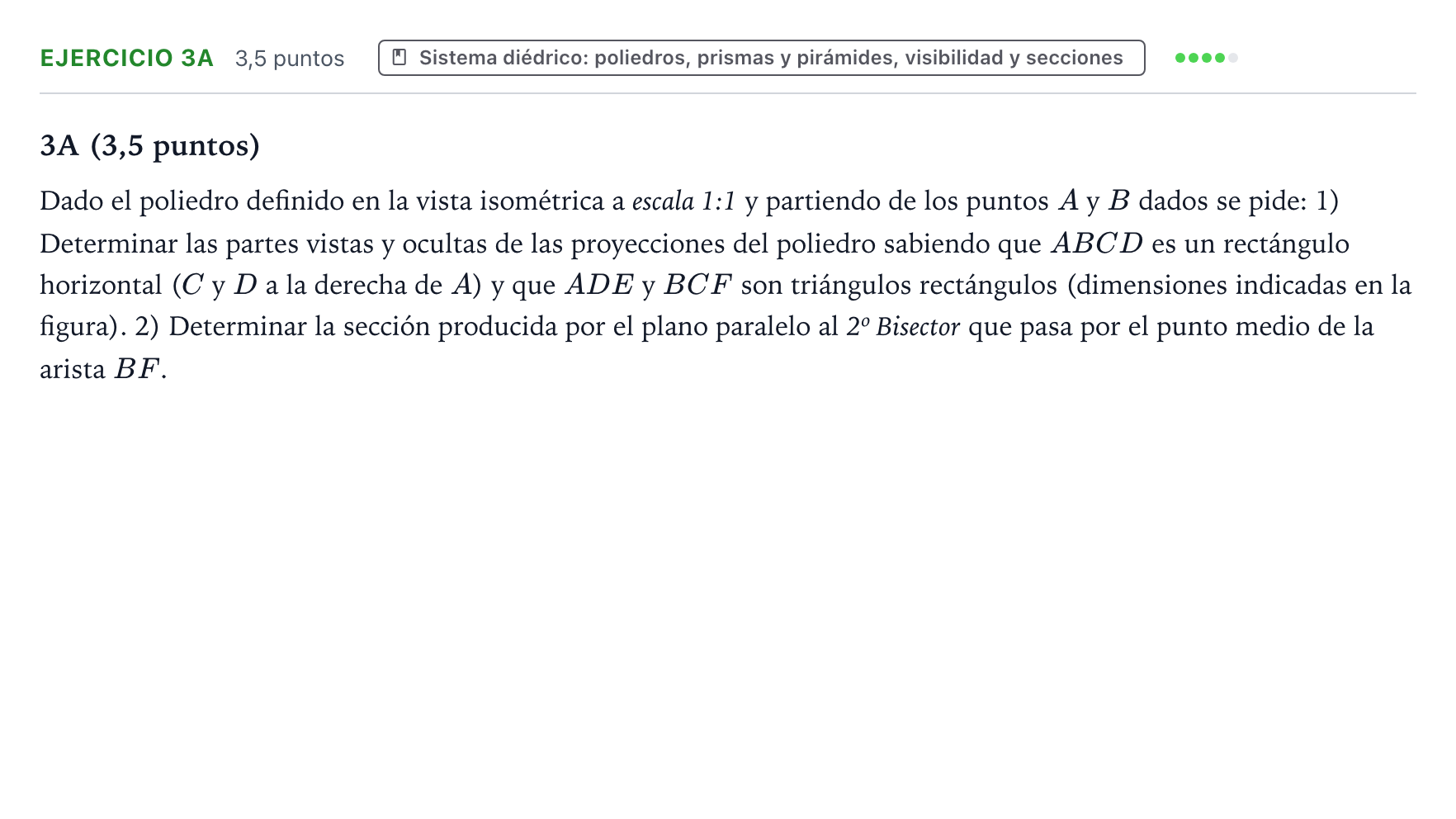 Enunciado: Ejercicio 3A · Dibujo técnico II PAU Aragón Ordinaria 2024