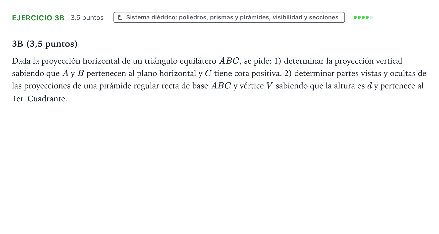 Enunciado: Ejercicio 3B · Dibujo técnico II PAU Aragón Ordinaria 2024