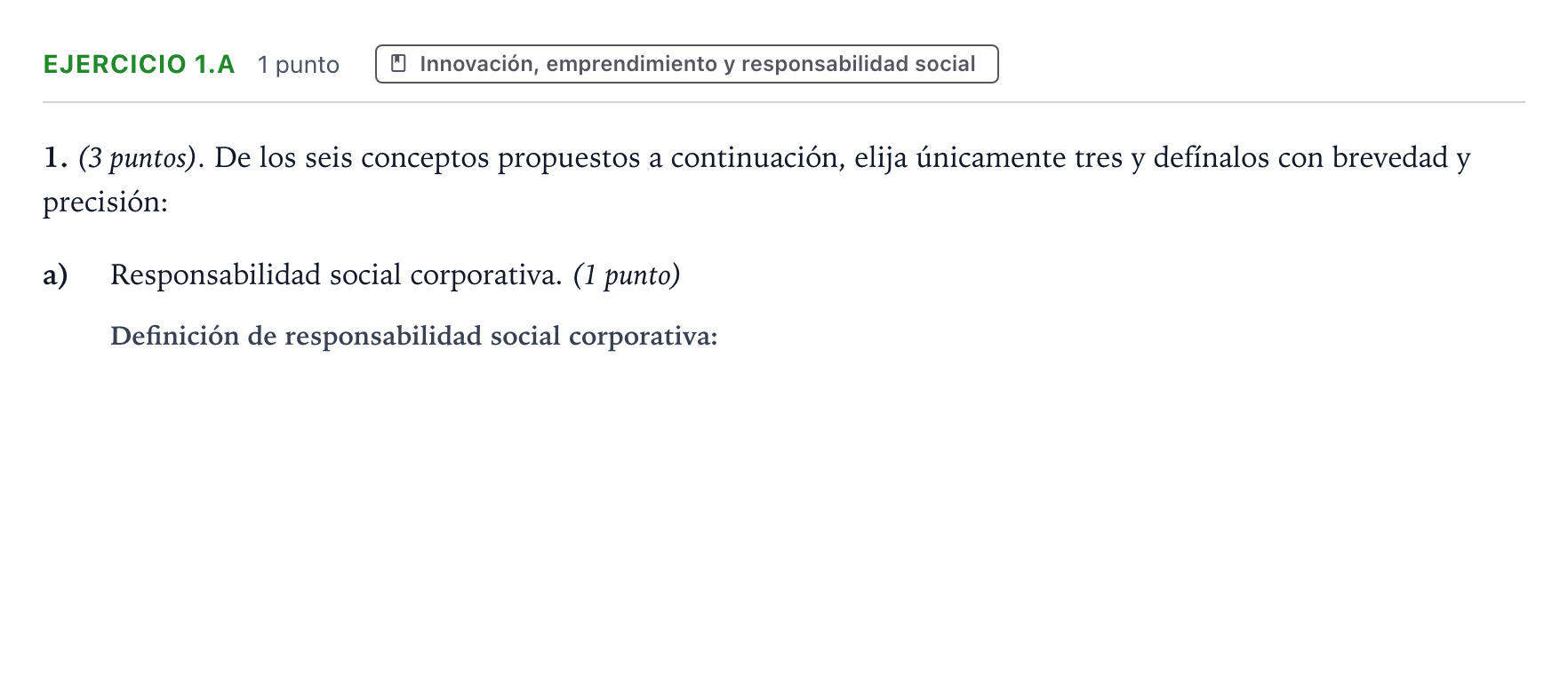 Enunciado: Ejercicio 1.a · Empresa y Diseño de Modelos de Negocio PAU Aragón Ordinaria 2024