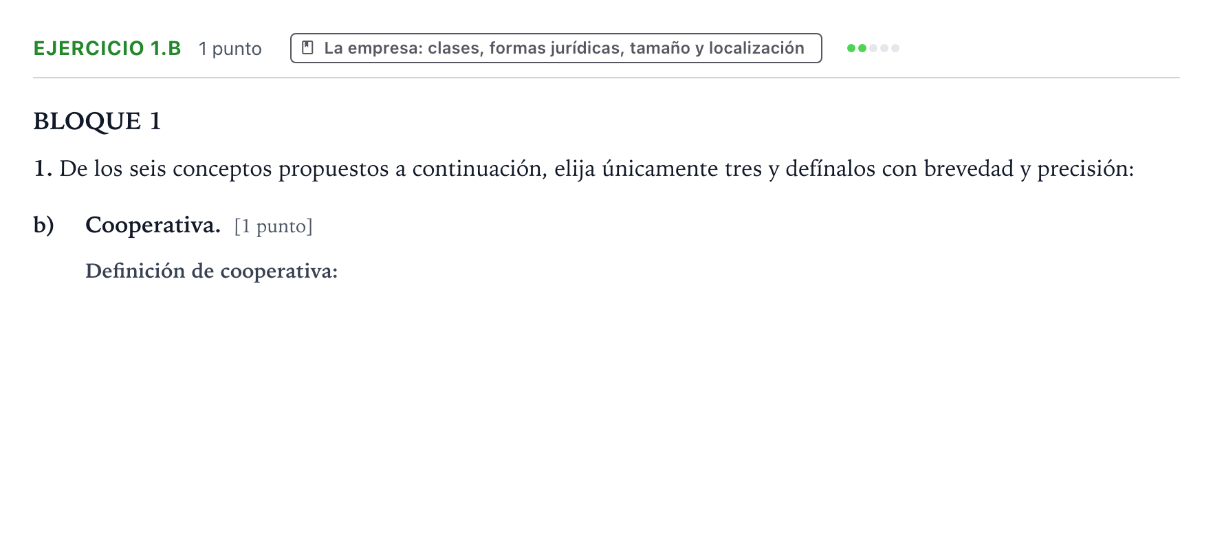 Enunciado: Ejercicio 1.b · Empresa y Diseño de Modelos de Negocio PAU Aragón Ordinaria 2024