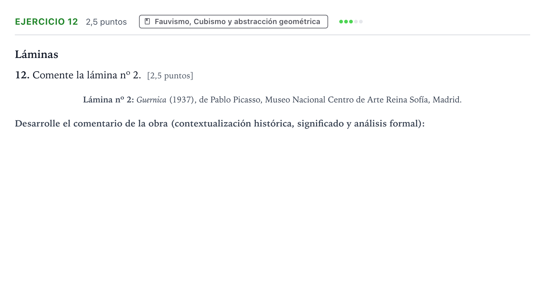 Enunciado: Problema 12 · Fundamentos Artísticos PAU Aragón Ordinaria (Fundamentos del Arte II) 2024