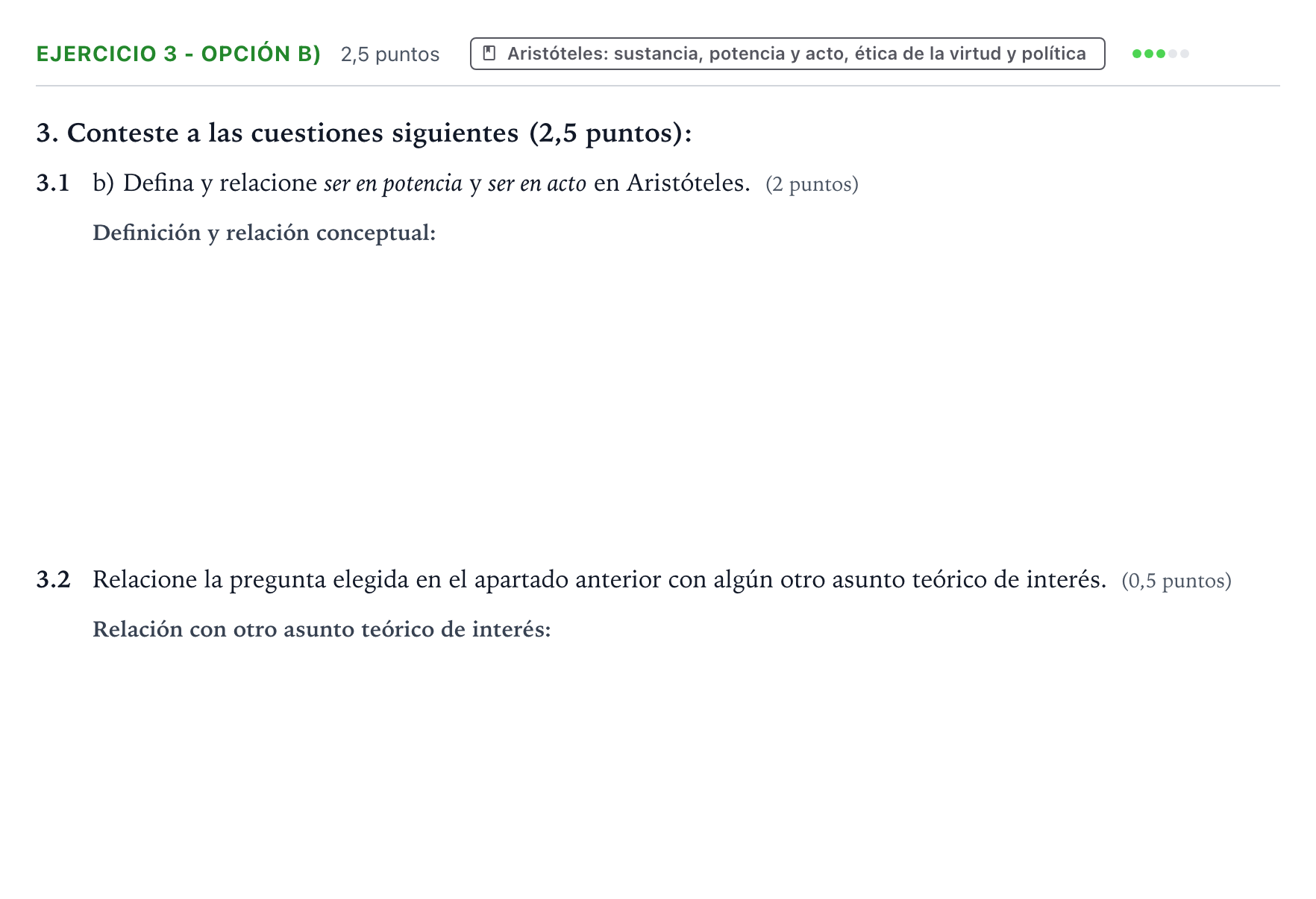 Enunciado: Ejercicio 3 - Opción b) · Historia de la Filosofía PAU Aragón Extraordinaria 2024