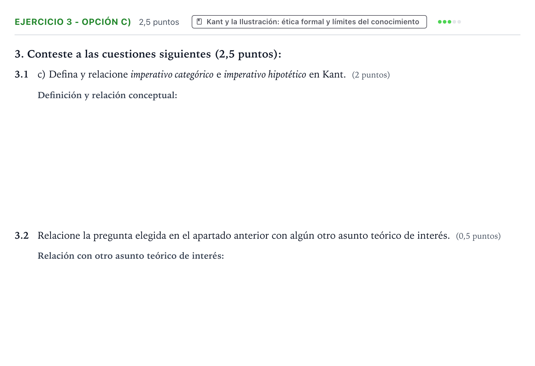 Enunciado: Ejercicio 3 - Opción c) · Historia de la Filosofía PAU Aragón Extraordinaria 2024