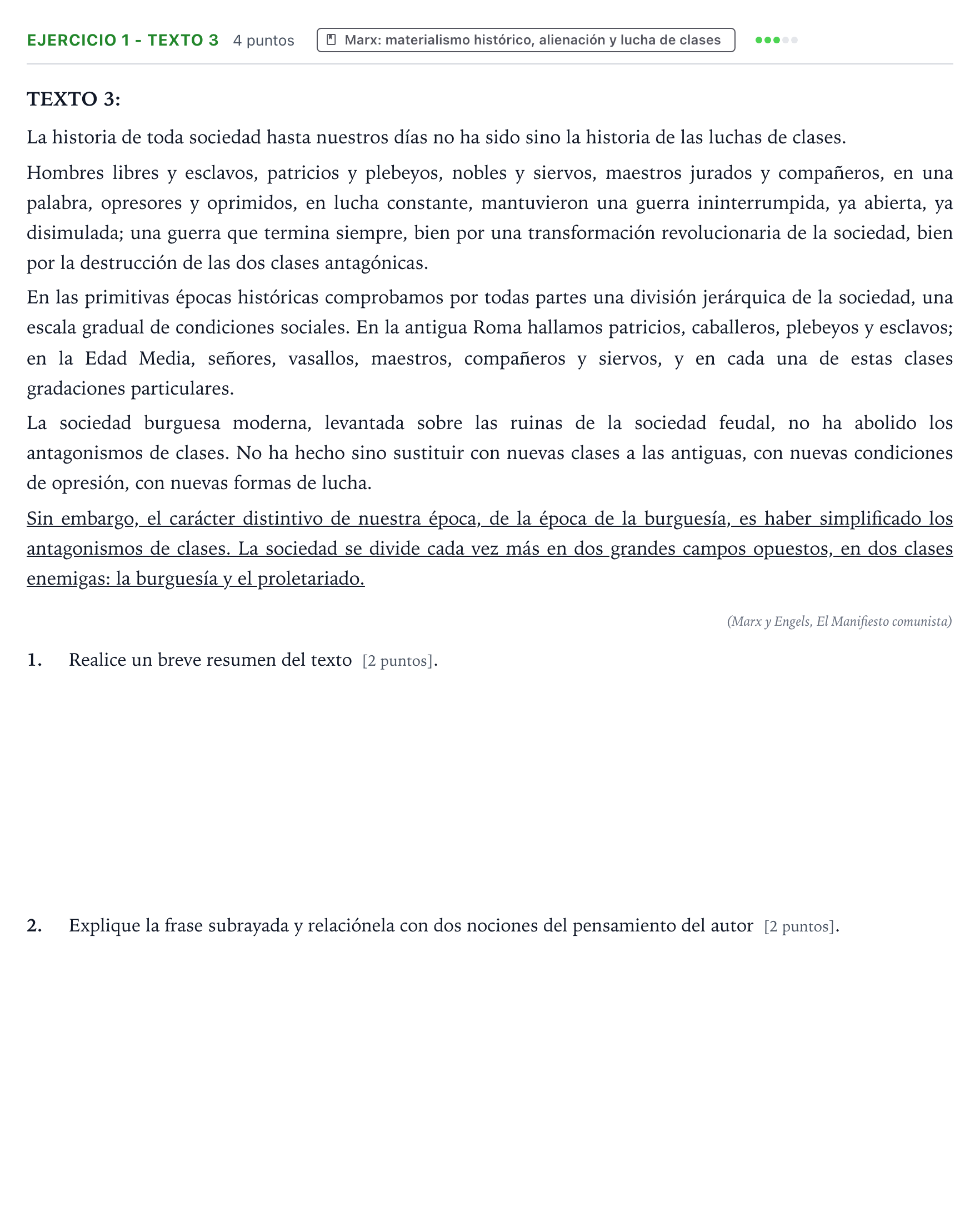 Enunciado: Ejercicio 1 - Texto 3 · Historia de la Filosofía PAU Aragón Ordinaria 2024