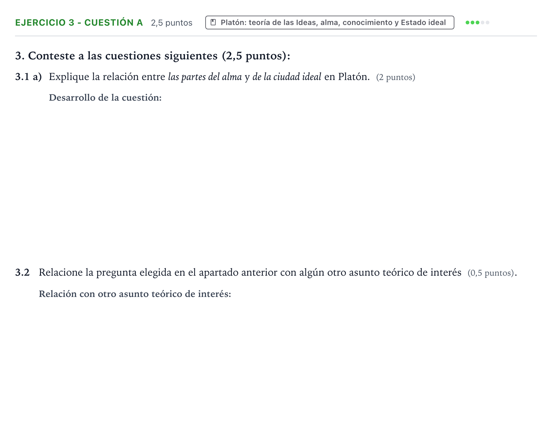 Enunciado: Ejercicio 3 - Cuestión a · Historia de la Filosofía PAU Aragón Ordinaria 2024