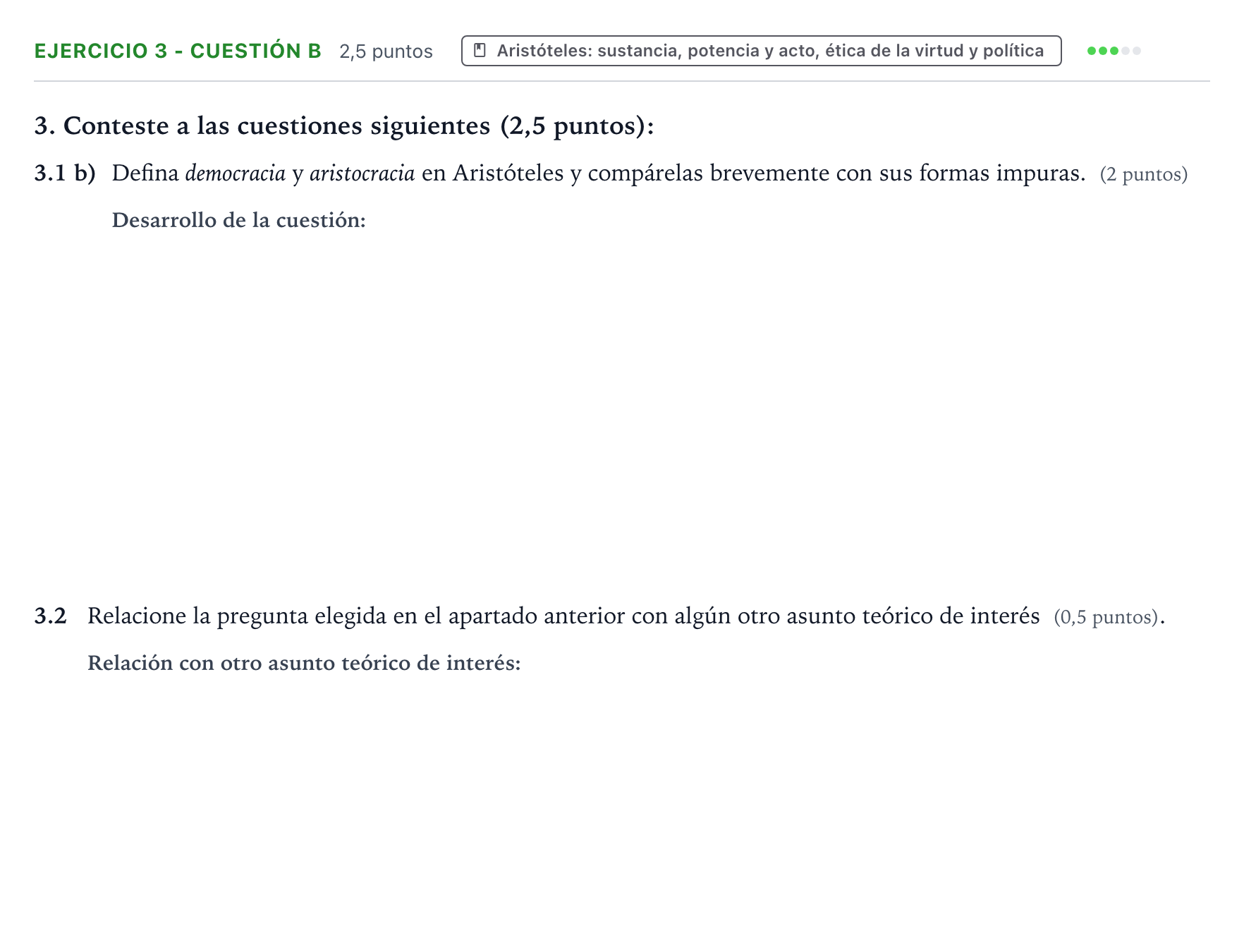 Enunciado: Ejercicio 3 - Cuestión b · Historia de la Filosofía PAU Aragón Ordinaria 2024
